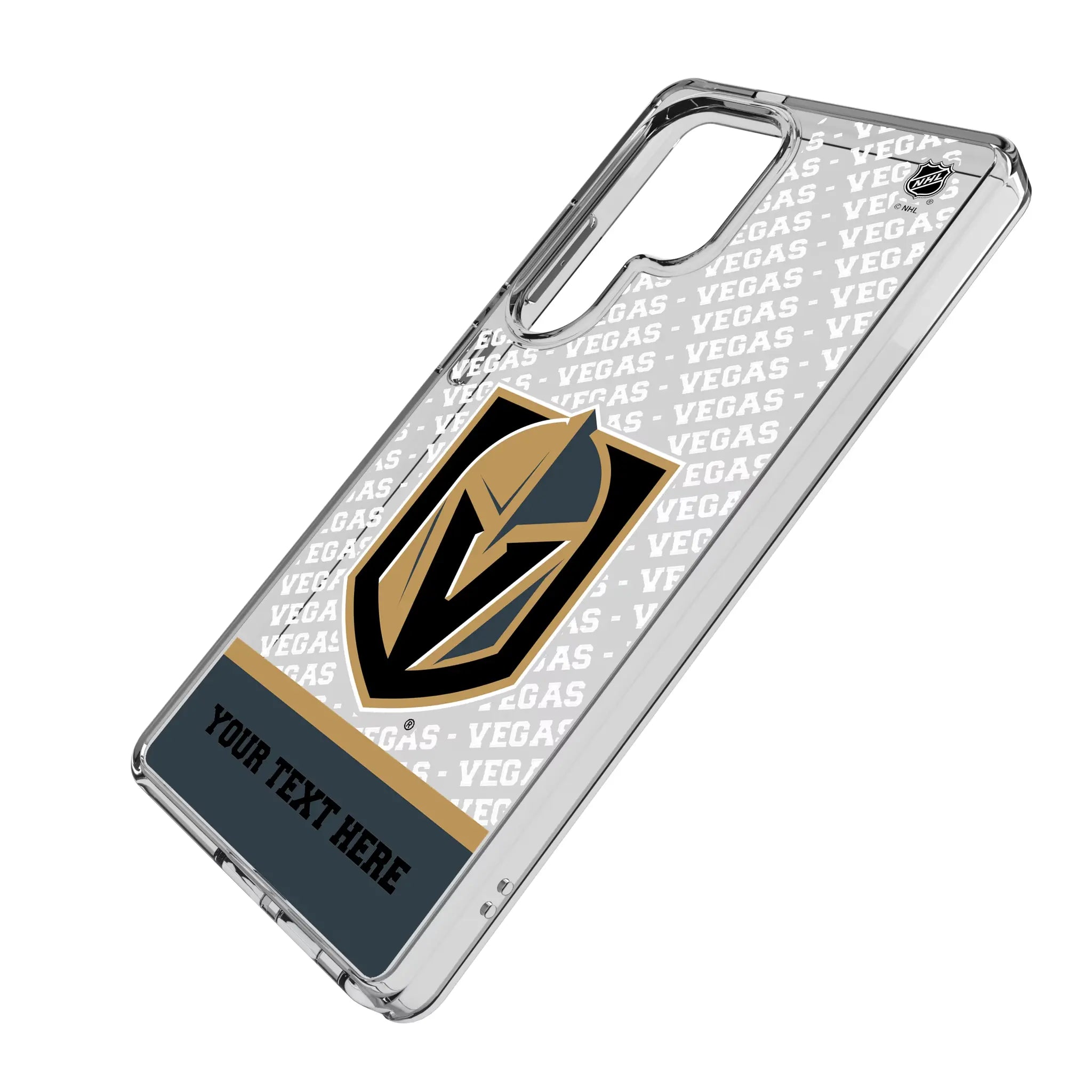 Vegas Golden Knights Personalized EndZone Plus Galaxy Clear Phone Case for Samsung Galaxy - Isometric View#Device_Galaxy S25 Ultra