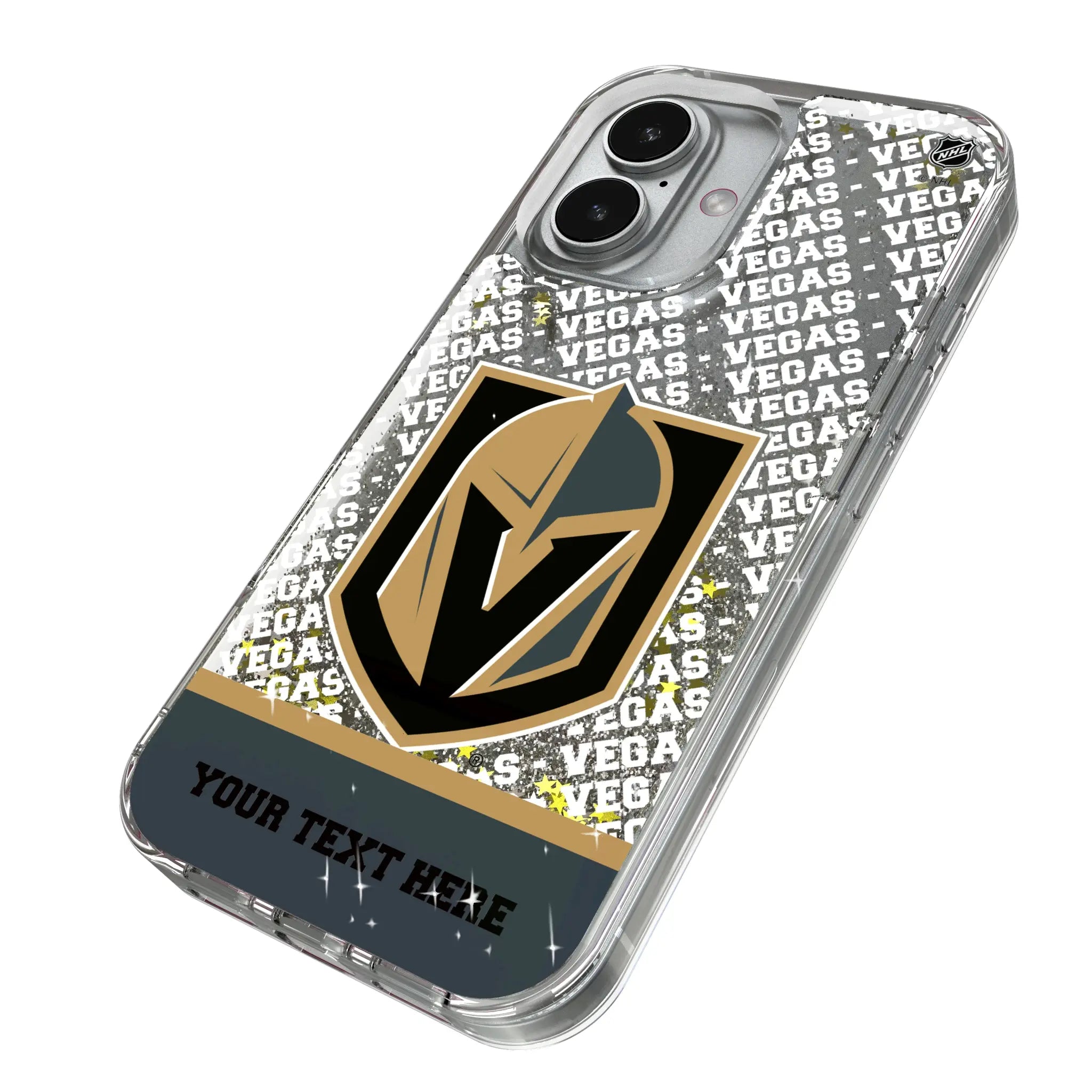 Vegas Golden Knights Personalized EndZone Plus iPhone Glitter Phone Case for Apple iPhone - Isometric View