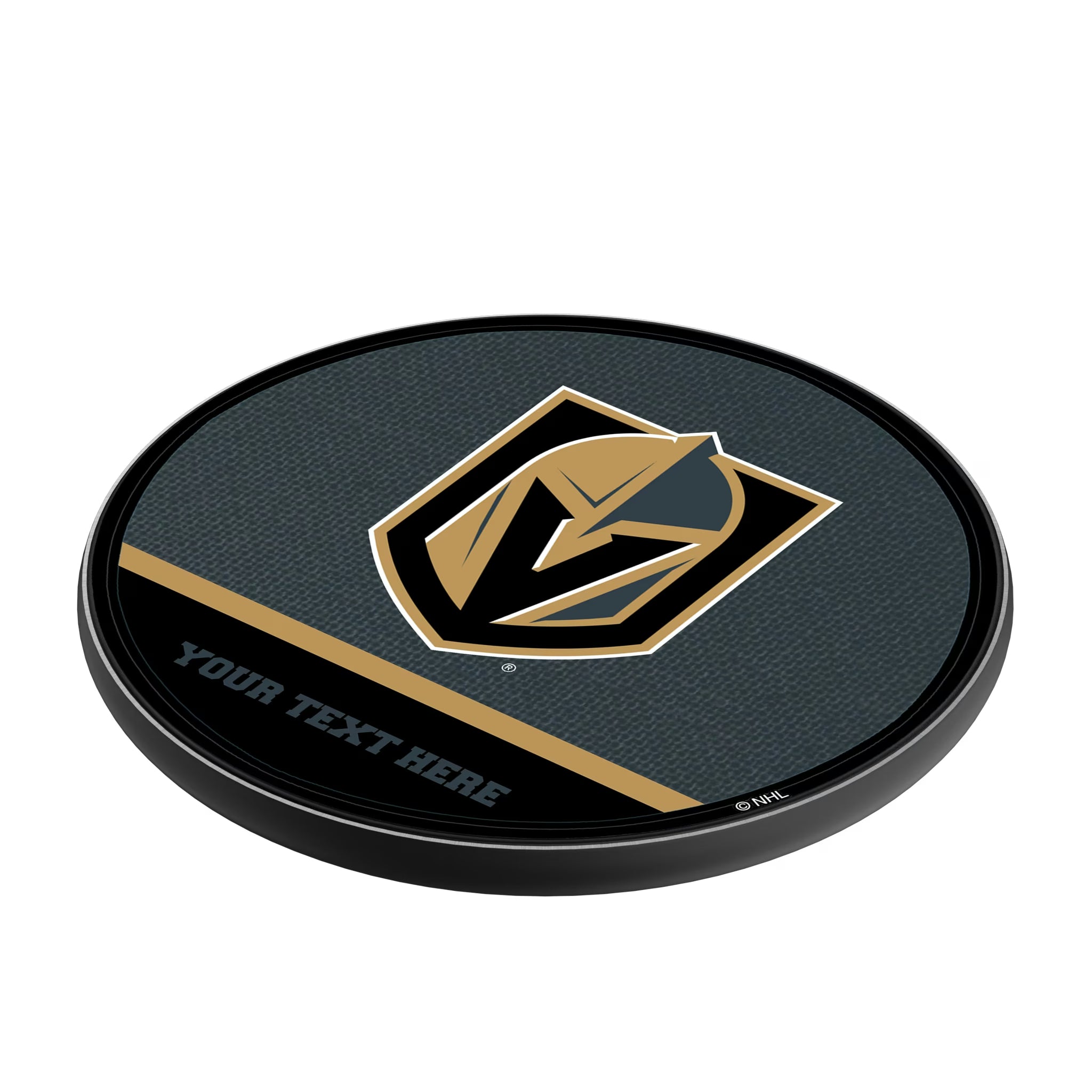 Vegas Golden Knights Personalized Endzone Solid 15-Watt Wireless Charger - Isometric View