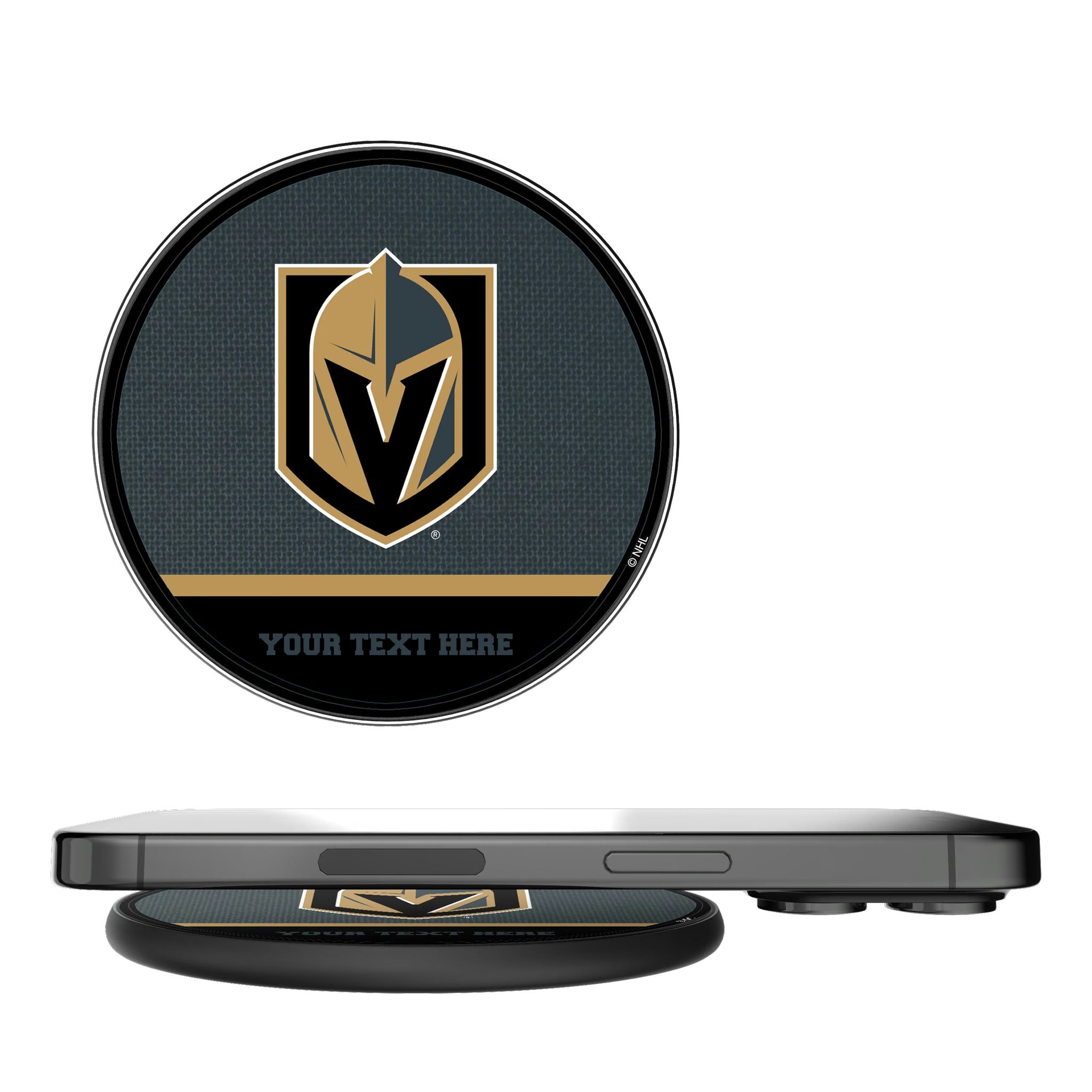 Vegas Golden Knights Personalized Endzone Solid 15-Watt Wireless Charger