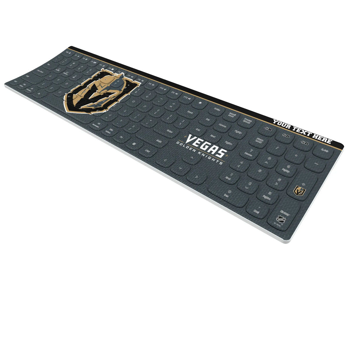 Vegas Golden Knights Personalized Endzone Solid KKB605 Curved Wireless Keyboard - Isometric View