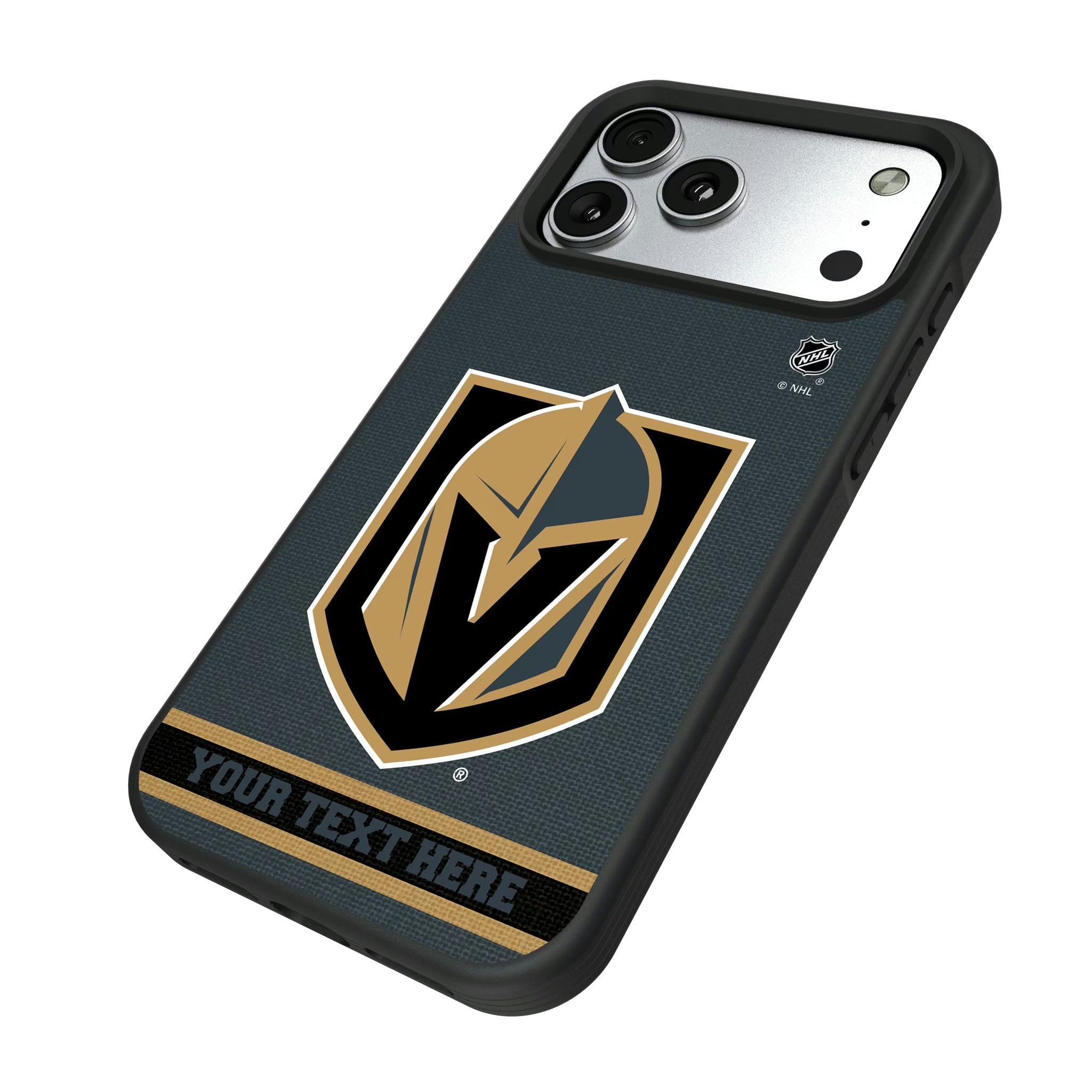 Vegas Golden Knights Personalized Stripe iPhone Bump Phone Case for Apple iPhone - Isometric View#Device_iPhone 17 Pro Max