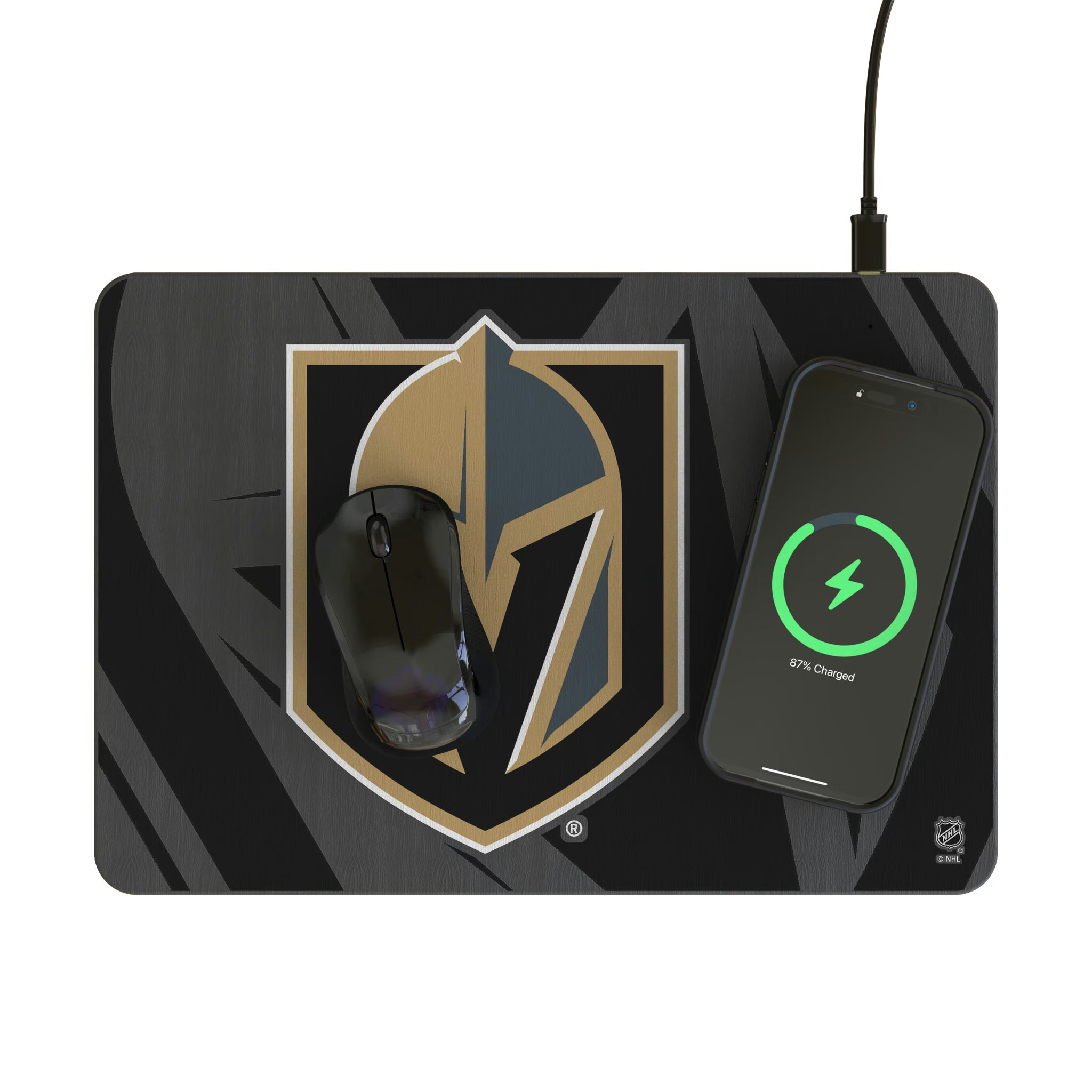 Vegas Golden Knights Personalized Tilt 15-Watt Wireless Charger and Mouse Pad - Lifestyle