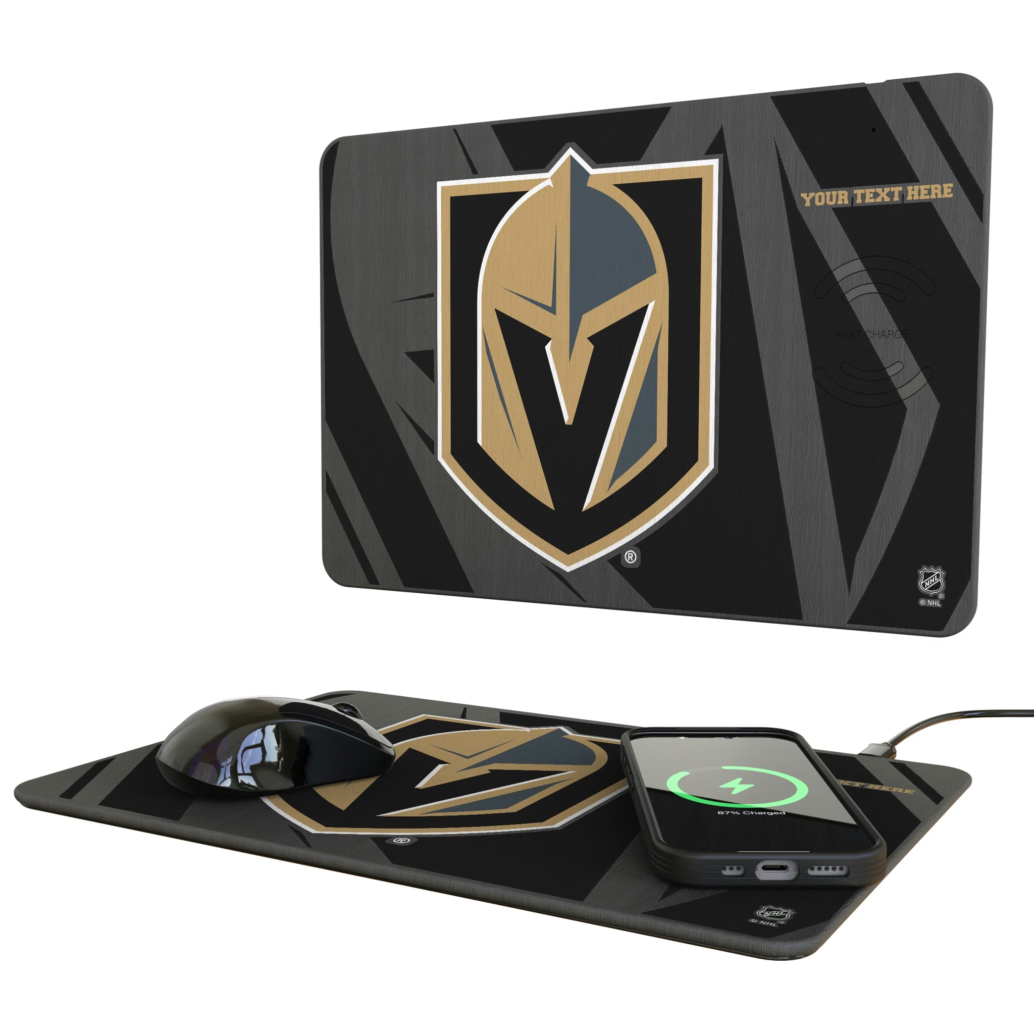 Vegas Golden Knights Personalized Tilt 15-Watt Wireless Charger and Mouse Pad