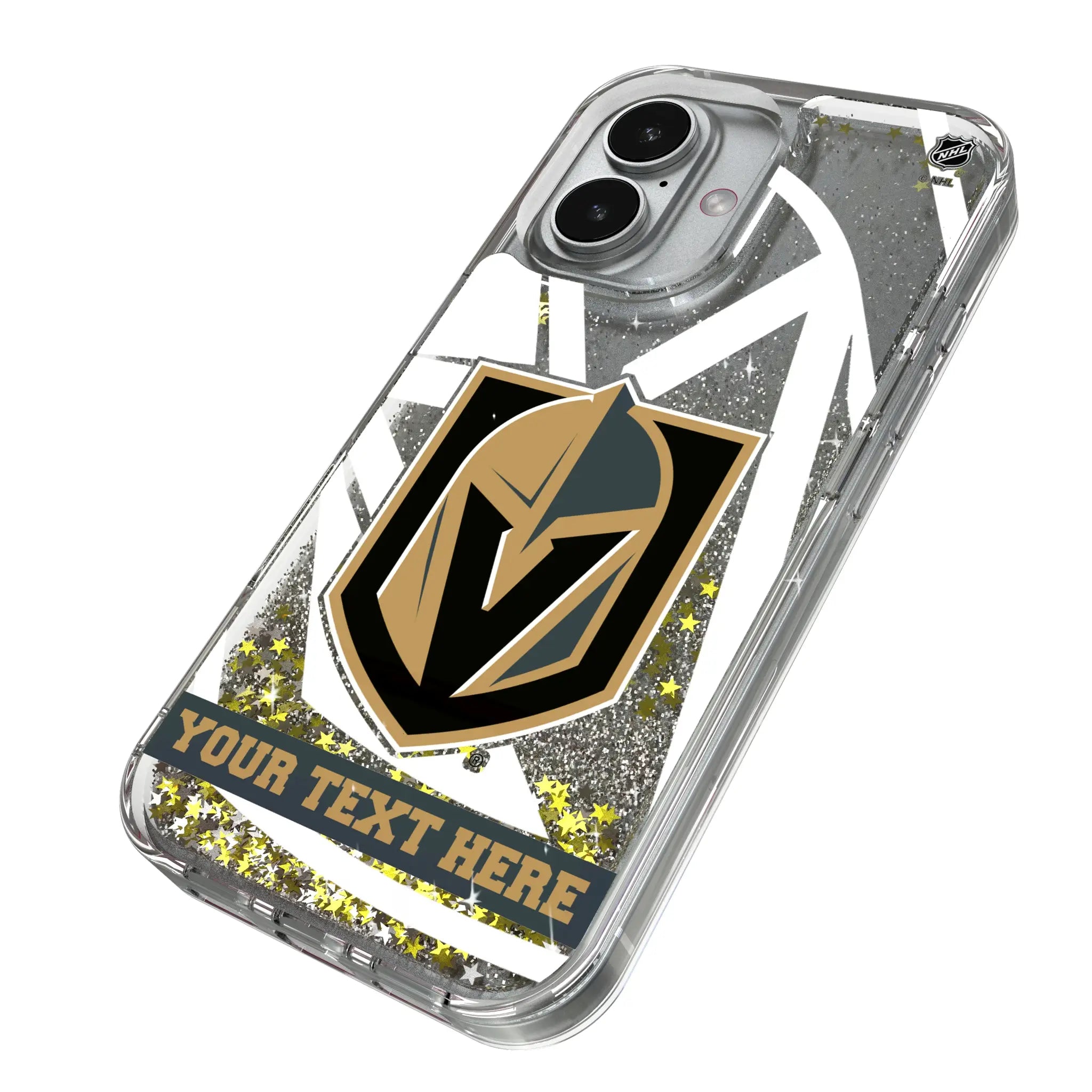 Vegas Golden Knights Personalized Tilt iPhone Glitter Phone Case for Apple iPhone - Isometric View