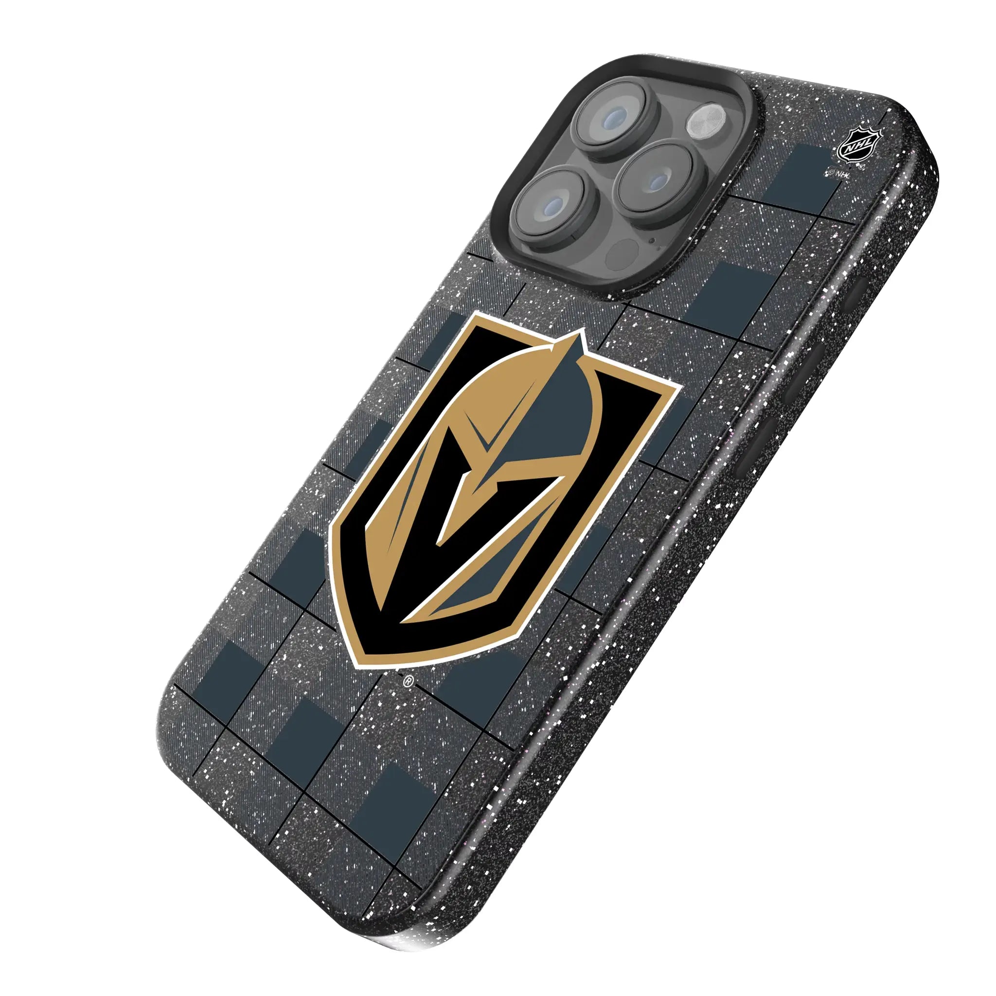 Vegas Golden Knights Plaid iPhone Bling Phone Case for Apple iPhone - Isometric View