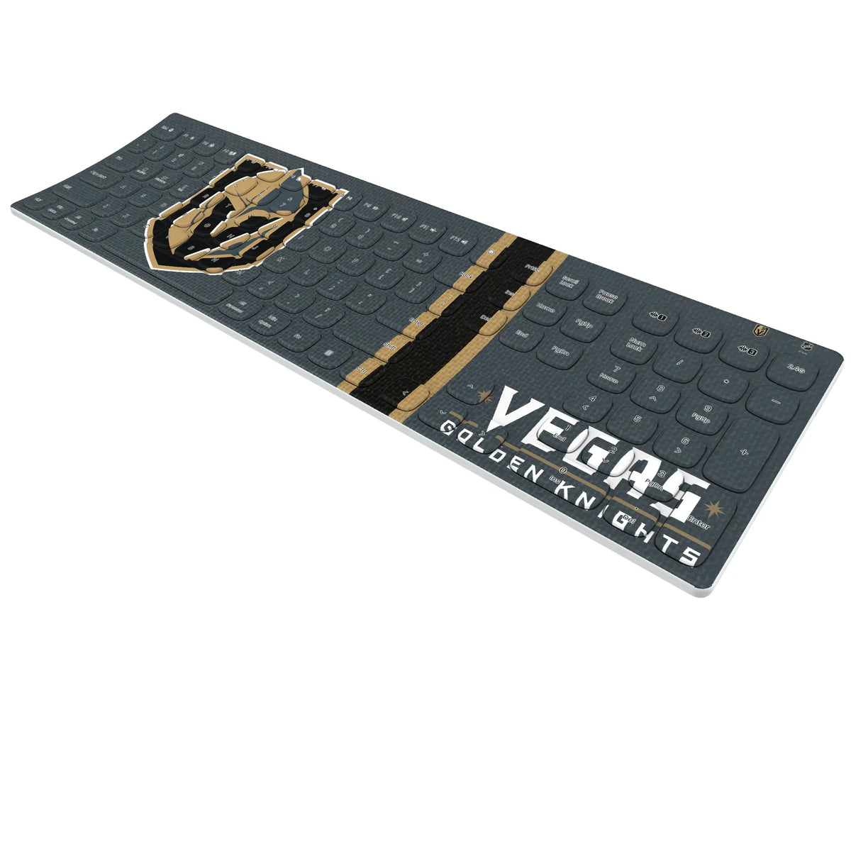 Vegas Golden Knights Stripe KKB605 Curved Wireless Keyboard - Isometric View