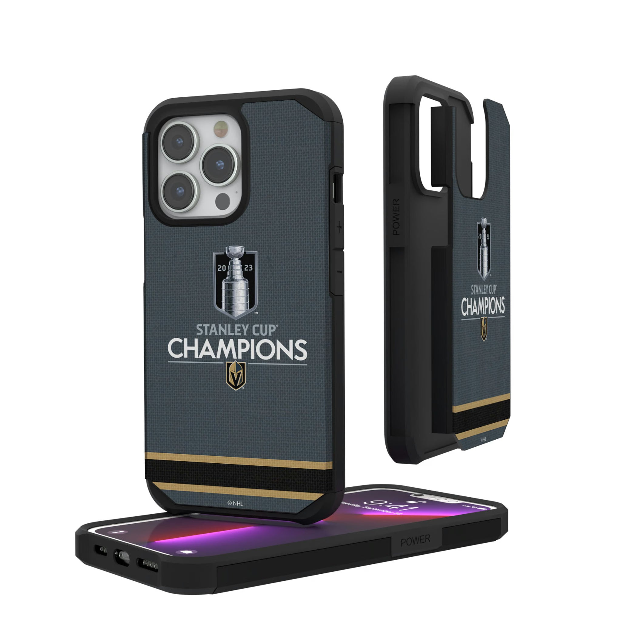 Vegas Golden Knights Stripe iPhone Rugged Phone Case for Apple iPhone#Device_iPhone 13 Pro