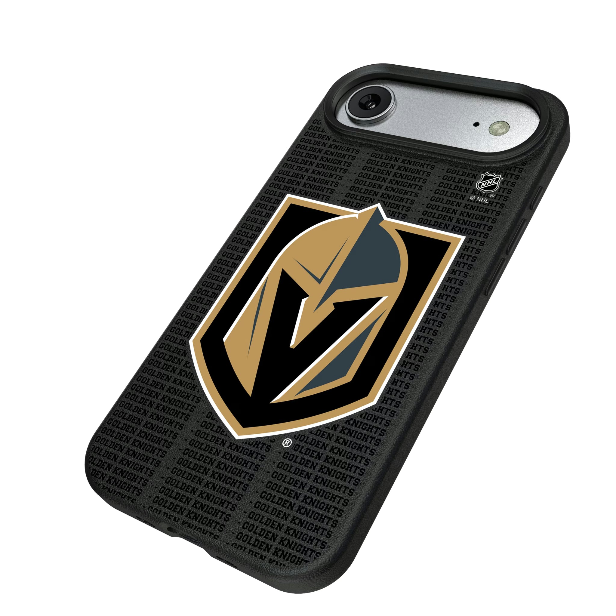 Vegas Golden Knights Text Backdrop iPhone MagSafe Compatible Phone Case for Apple iPhone - Isometric View#Device_iPhone Air