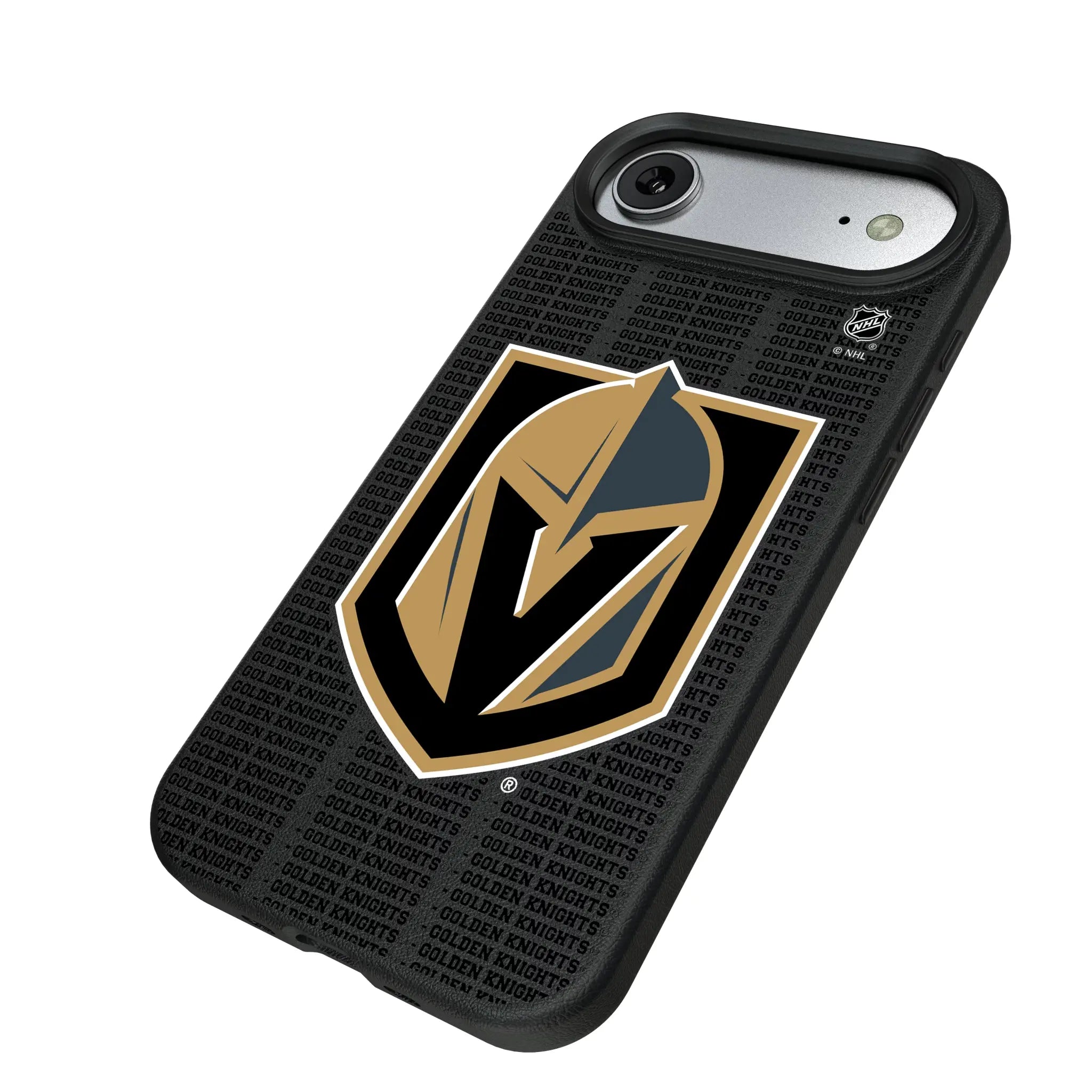 Vegas Golden Knights Text Backdrop iPhone MagSafe Compatible Phone Case for Apple iPhone - Isometric View#Device_iPhone Air