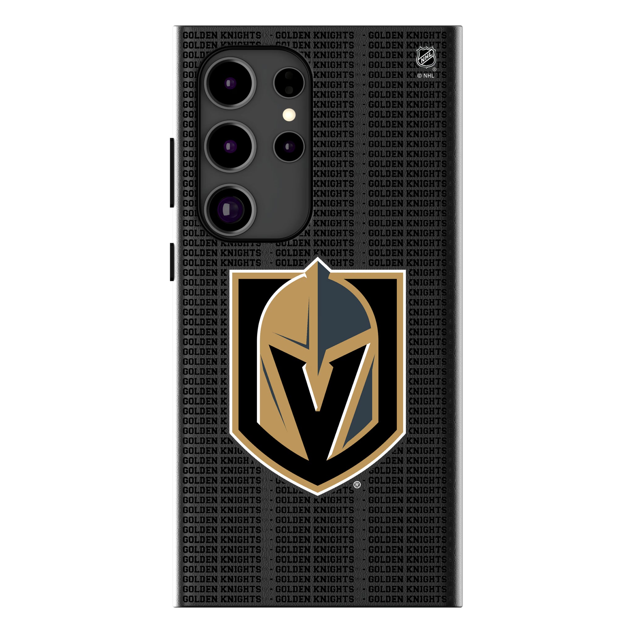 Vegas Golden Knights Text Backdrop Galaxy MagSafe Compatible Phone Case for Samsung Galaxy