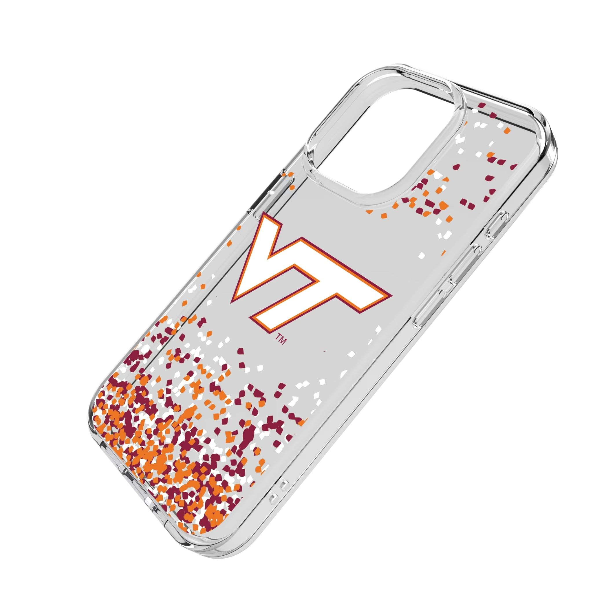 Virginia Tech Hokies Confetti iPhone Clear Phone Case for Apple iPhone - Isometric View