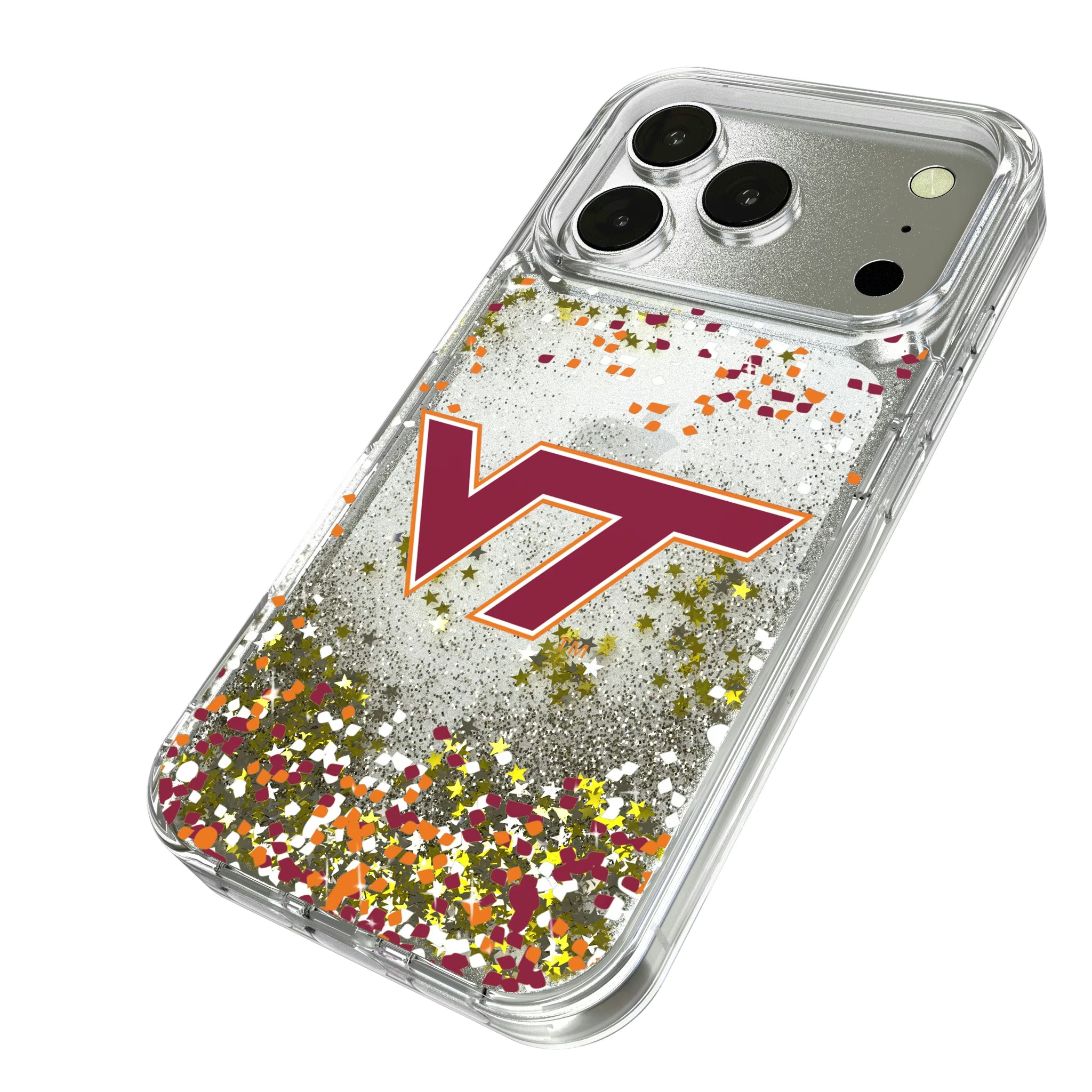 Virginia Tech Hokies Confetti iPhone Glitter Phone Case for Apple iPhone - Isometric View