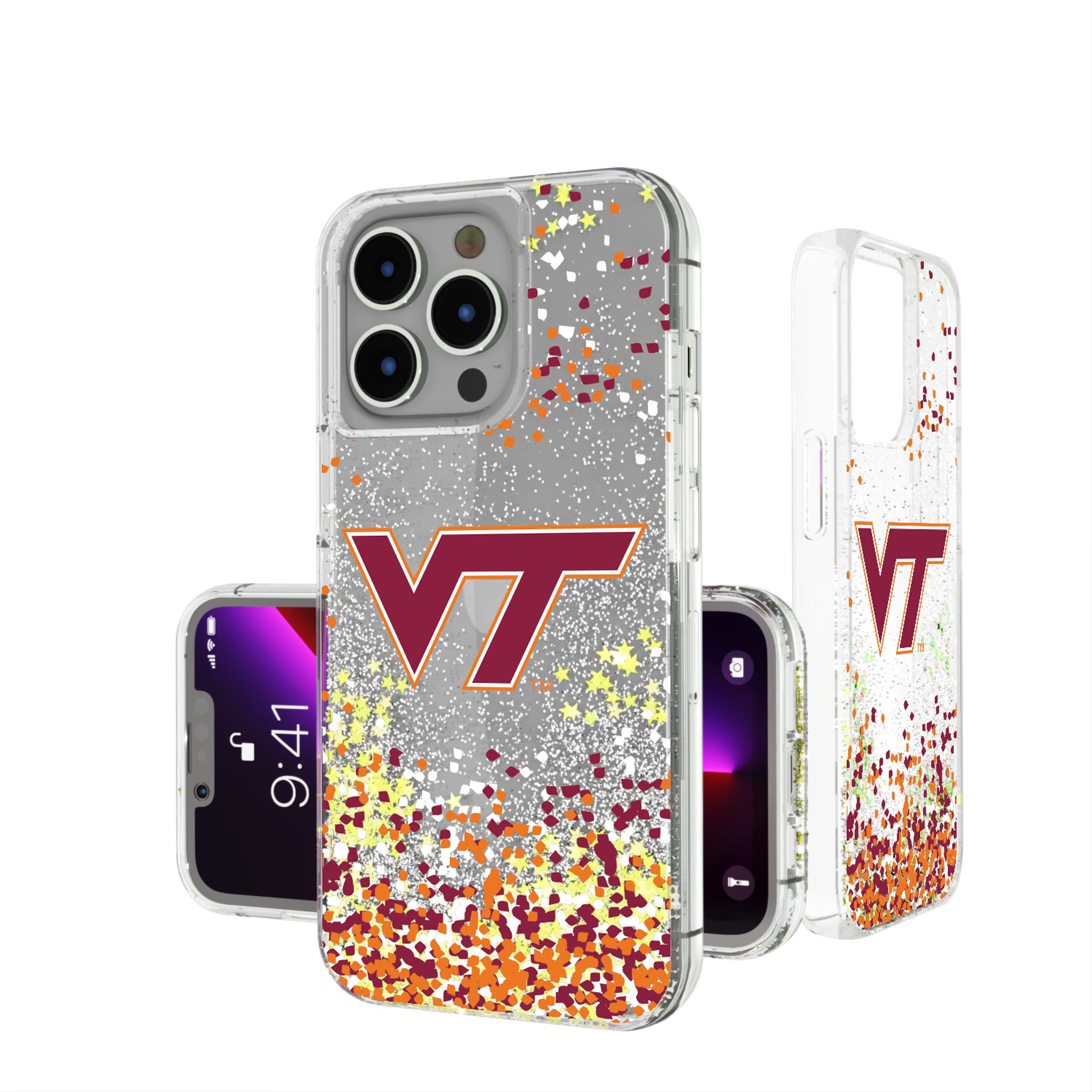 Virginia Tech Hokies Confetti iPhone Glitter Phone Case for Apple iPhone