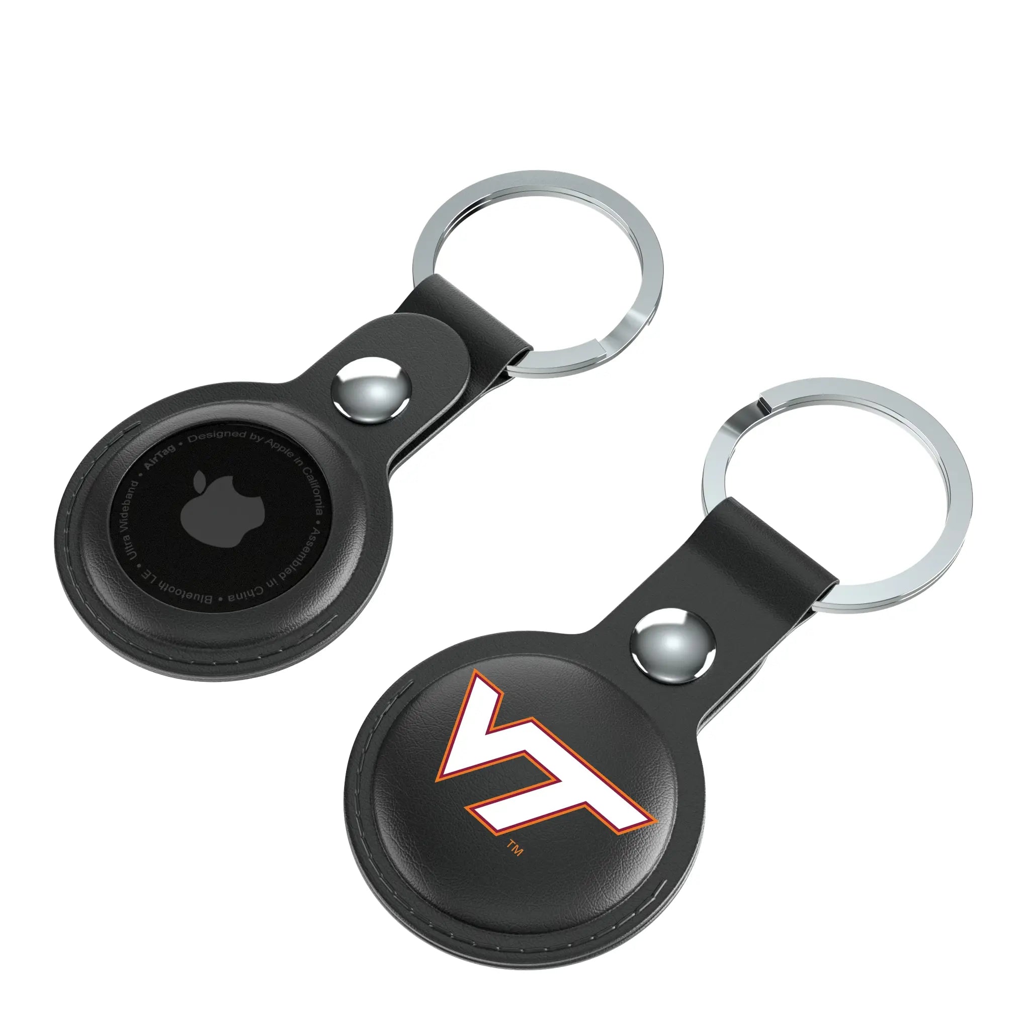 Virginia Tech Hokies Insignia AirTag Black Airtag Holder 2-Pack - Isometric View