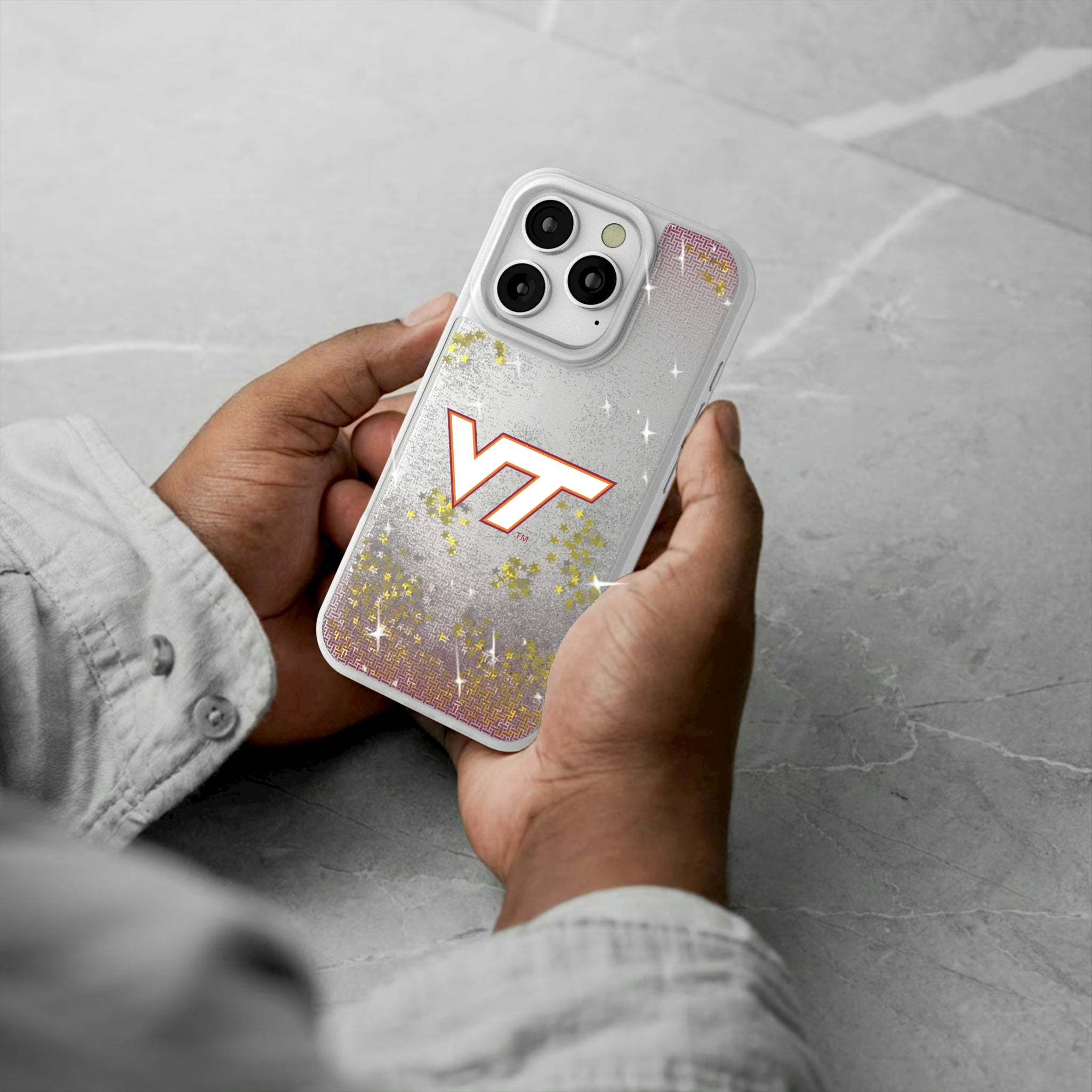 Virginia Tech Hokies Linen iPhone Glitter Phone Case for Apple iPhone - Lifestyle#Device_iPhone 16 Pro