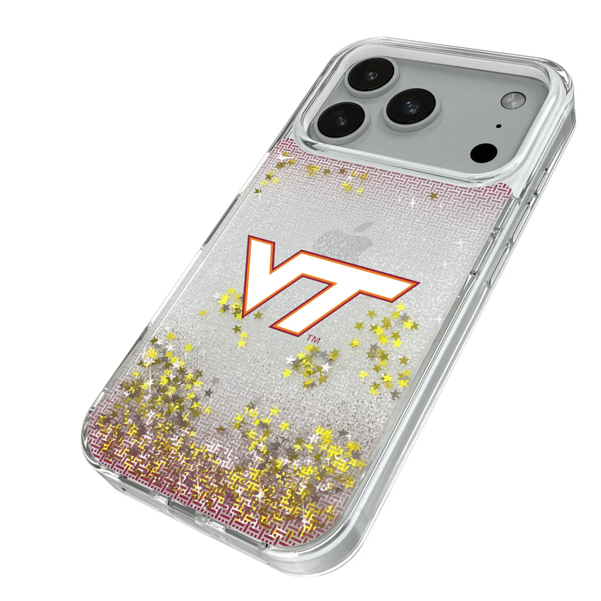 Virginia Tech Hokies Linen iPhone Glitter Phone Case for Apple iPhone - Isometric View#Device_iPhone 18 Pro