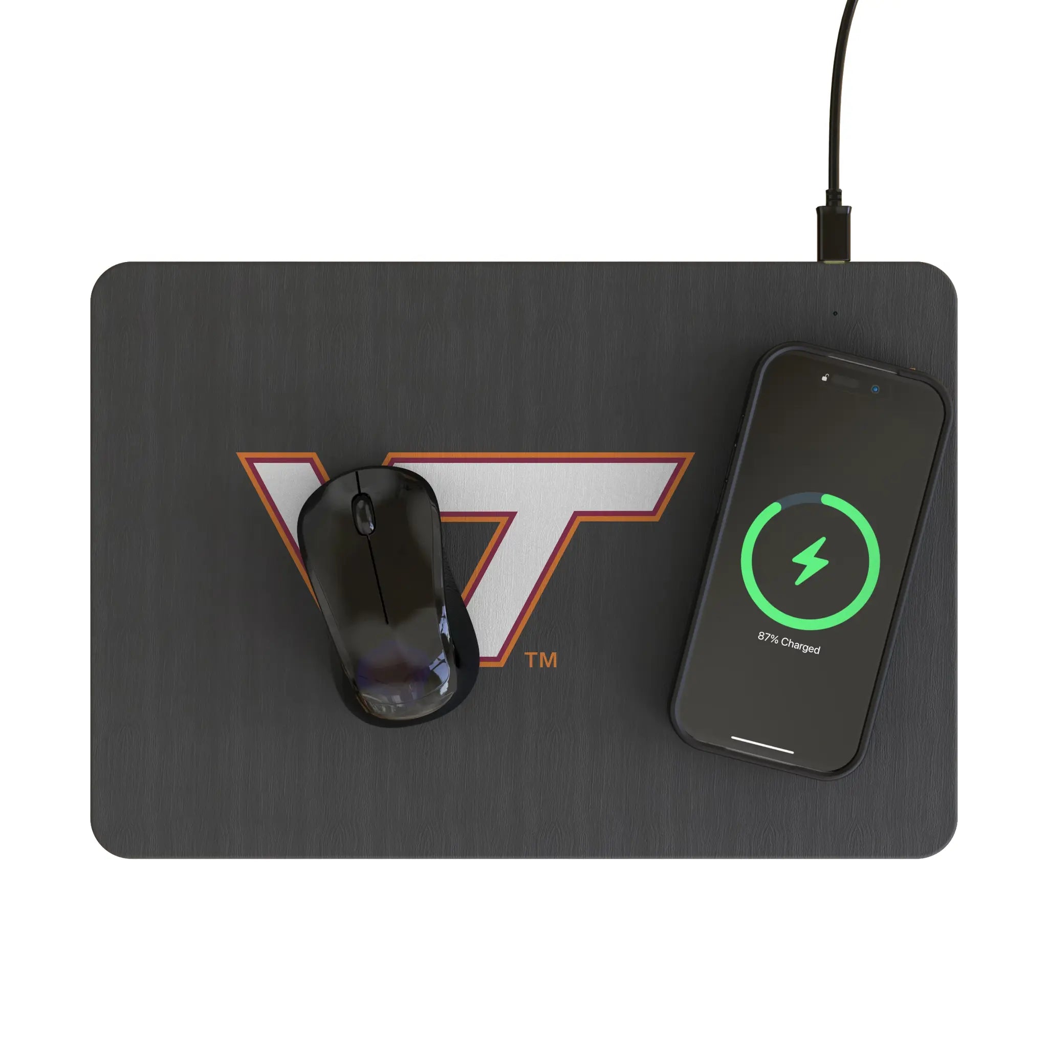 Virginia Tech Hokies Monocolor Tilt 15-Watt Wireless Charger and Mouse Pad - Lifestyle