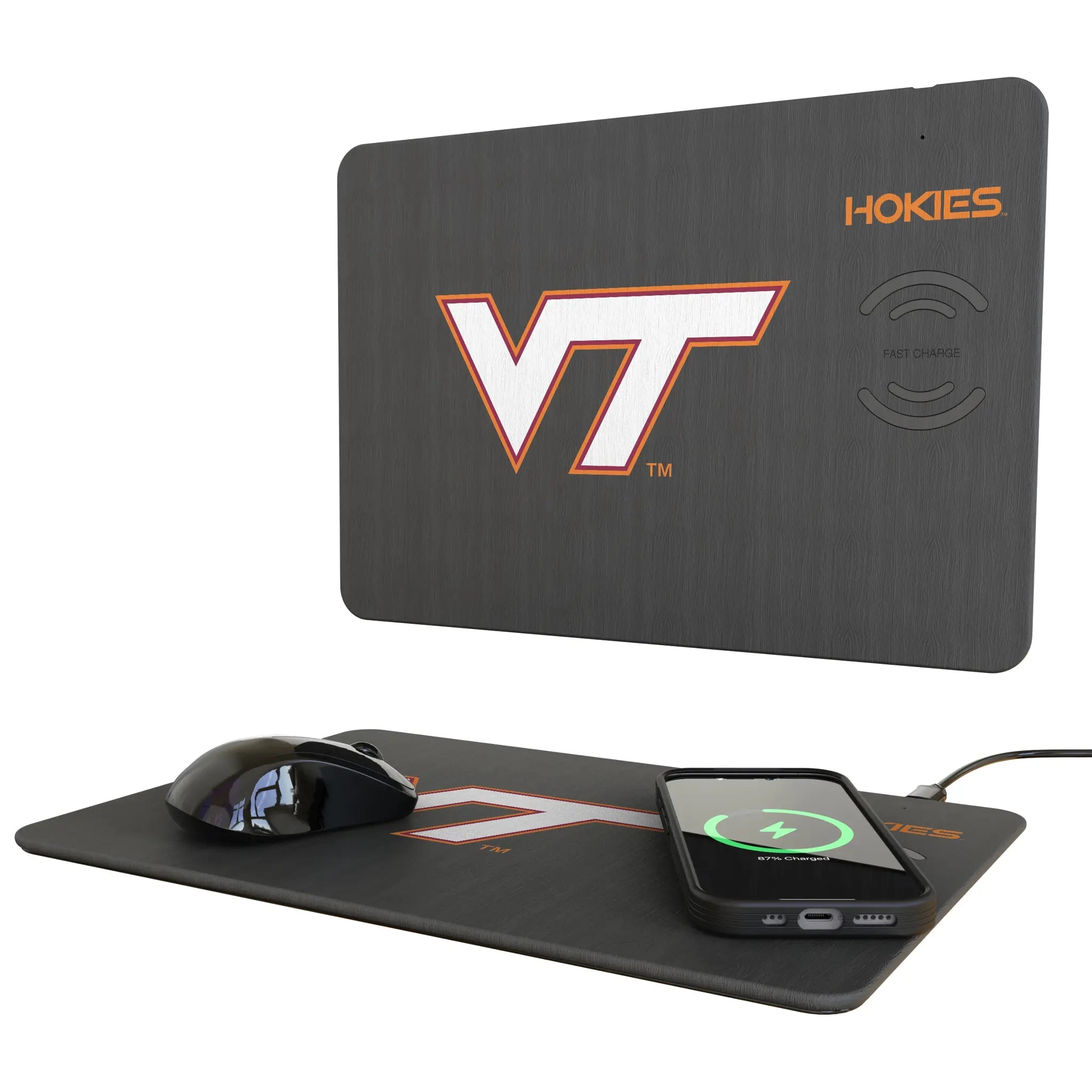 Virginia Tech Hokies Monocolor Tilt 15-Watt Wireless Charger and Mouse Pad