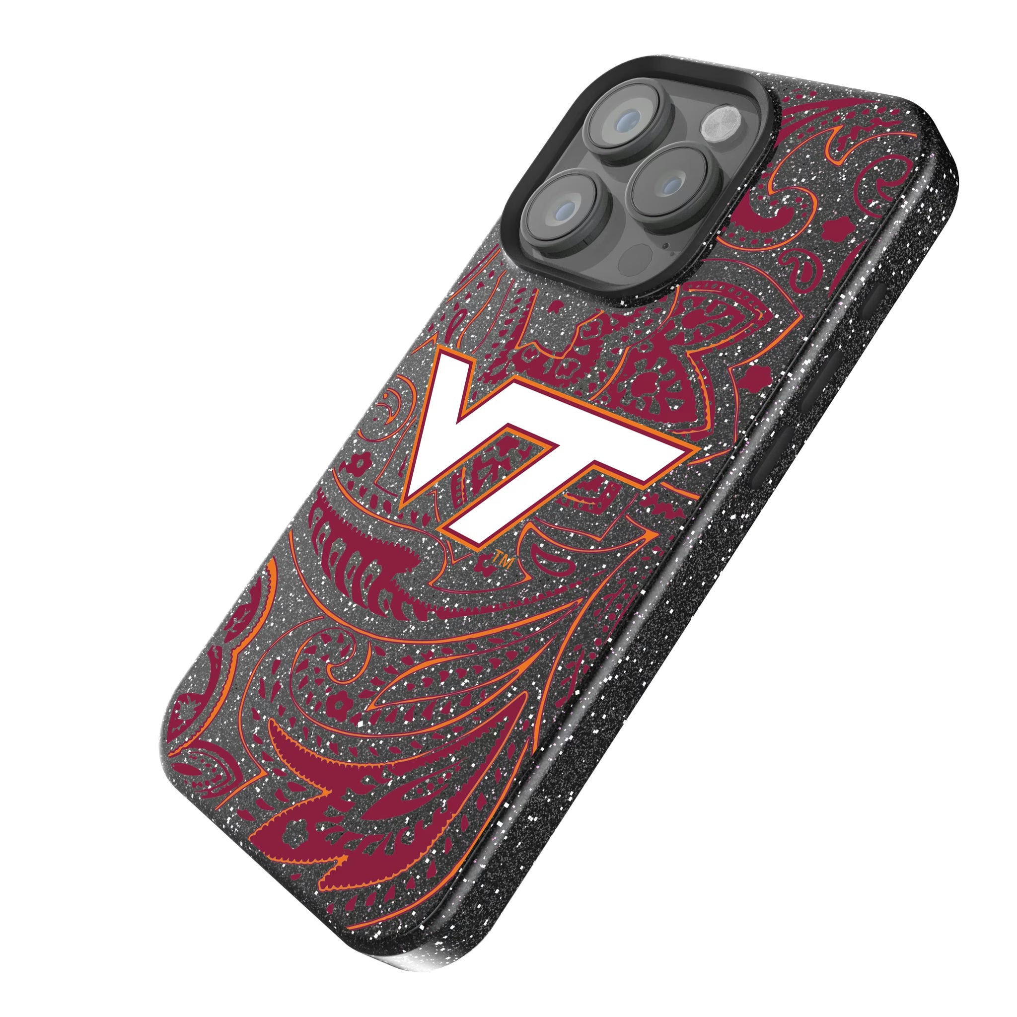 Virginia Tech Hokies Paisley iPhone Bling Phone Case for Apple iPhone - Isometric View