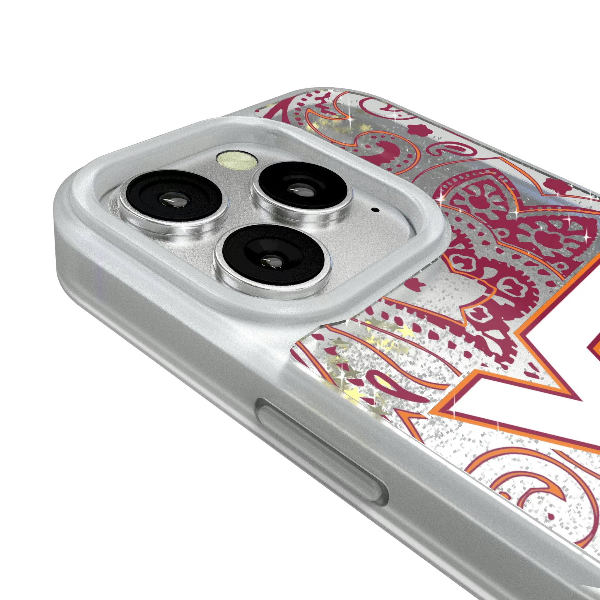 Virginia Tech Hokies Paisley iPhone Glitter Phone Case for Apple iPhone - Detail#Device_iPhone 16 Pro