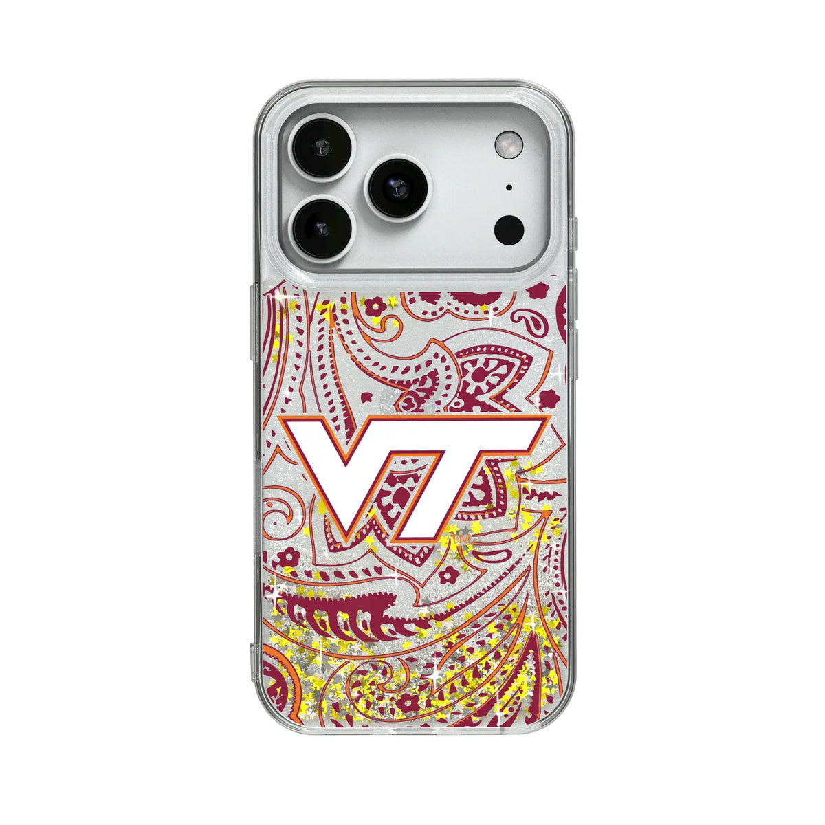 Virginia Tech Hokies Paisley Glitter Phone Case for Apple iPhone