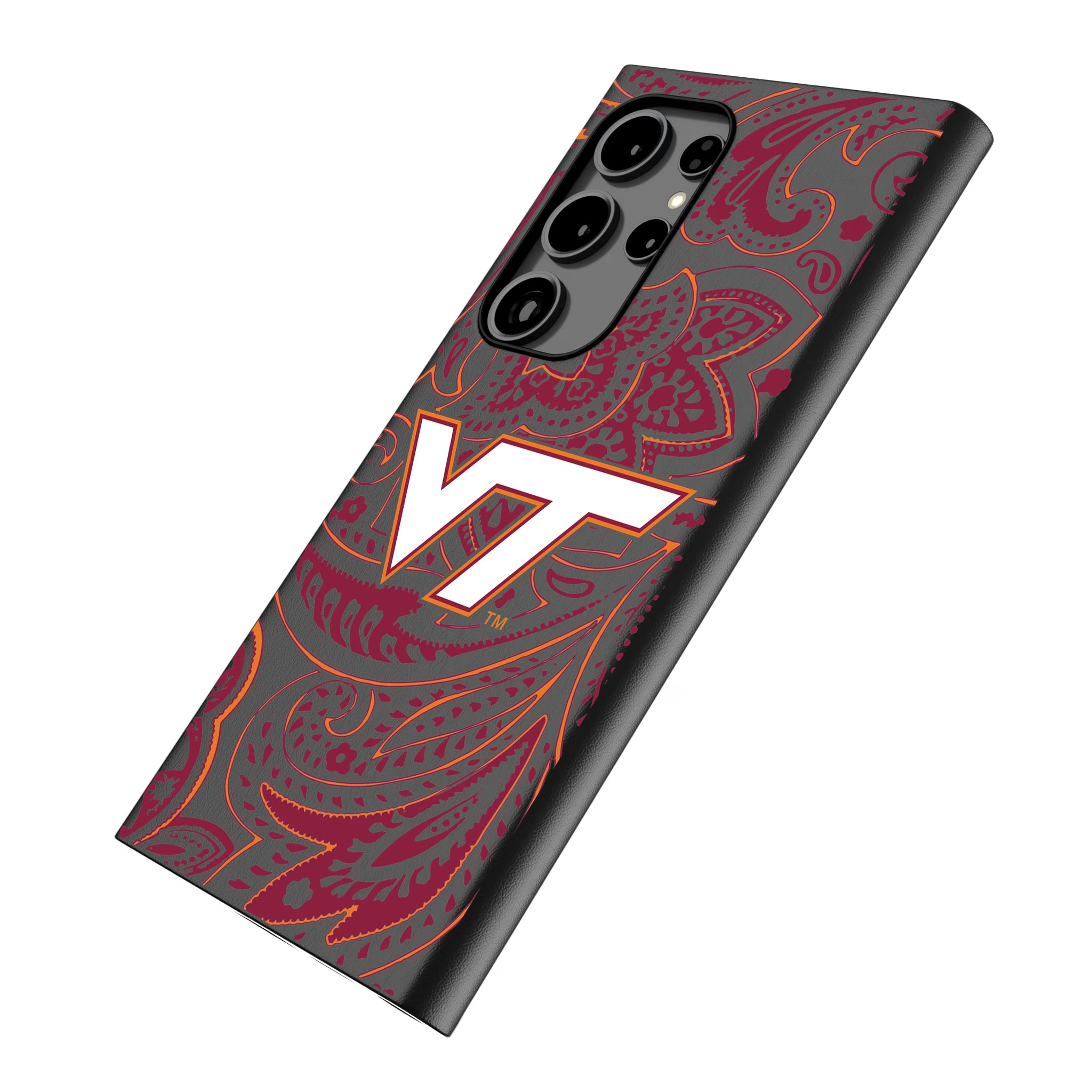 Virginia Tech Hokies Paisley Galaxy MagSafe Compatible Phone Case for Samsung Galaxy - Isometric View