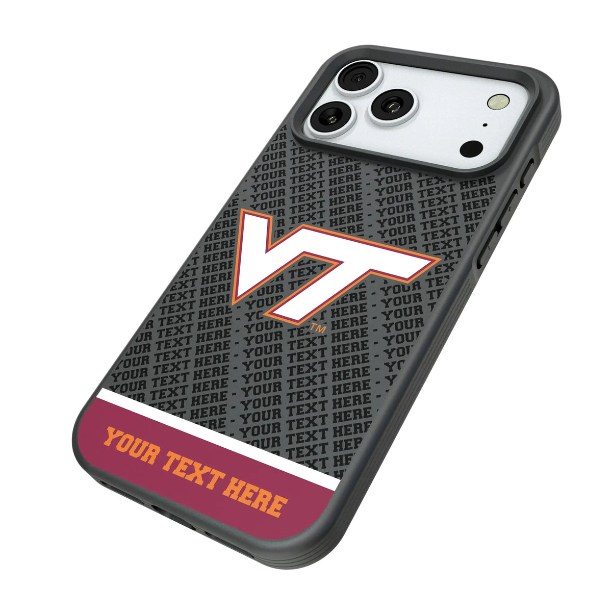 Virginia Tech Hokies Personalized EndZone Plus iPhone Bump Phone Case for Apple iPhone - Isometric View#Device_iPhone 18 Pro Max