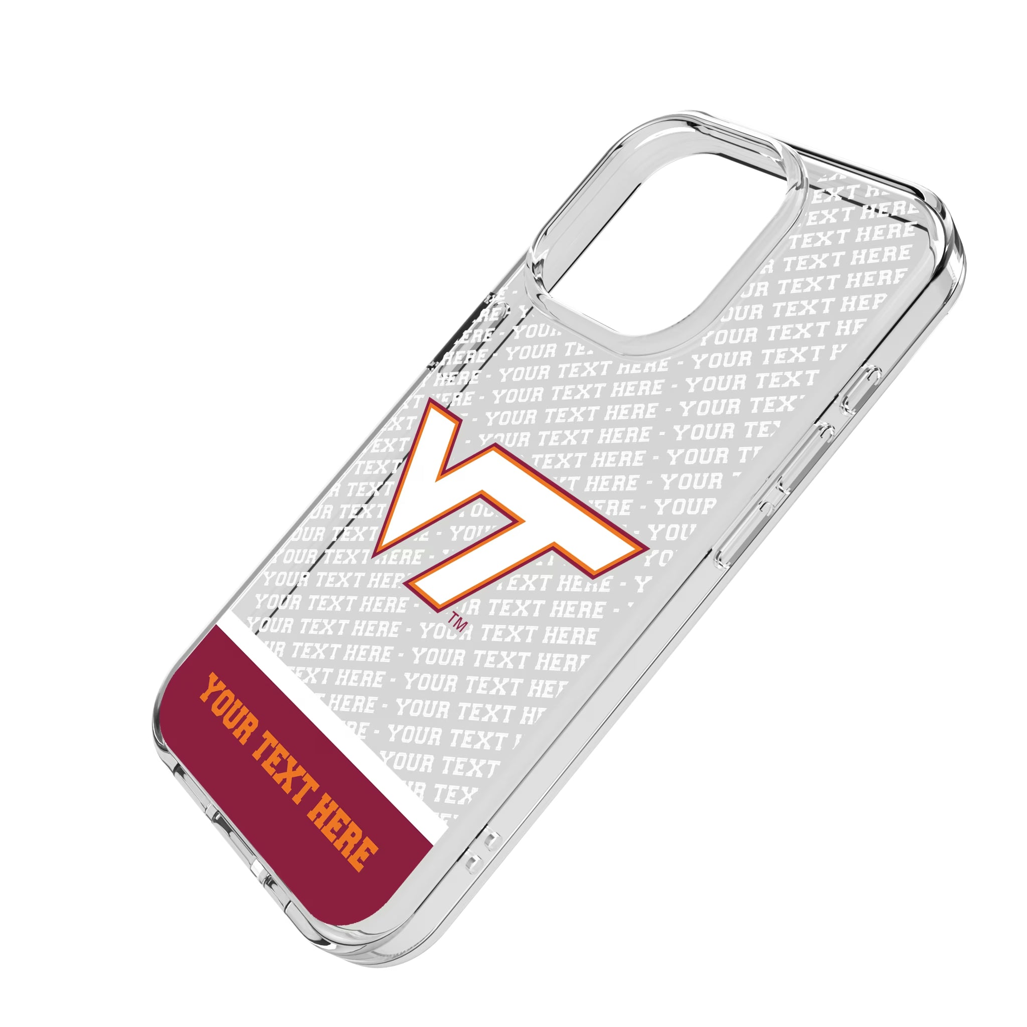 Virginia Tech Hokies Personalized EndZone Plus iPhone Clear Phone Case for Apple iPhone - Isometric View