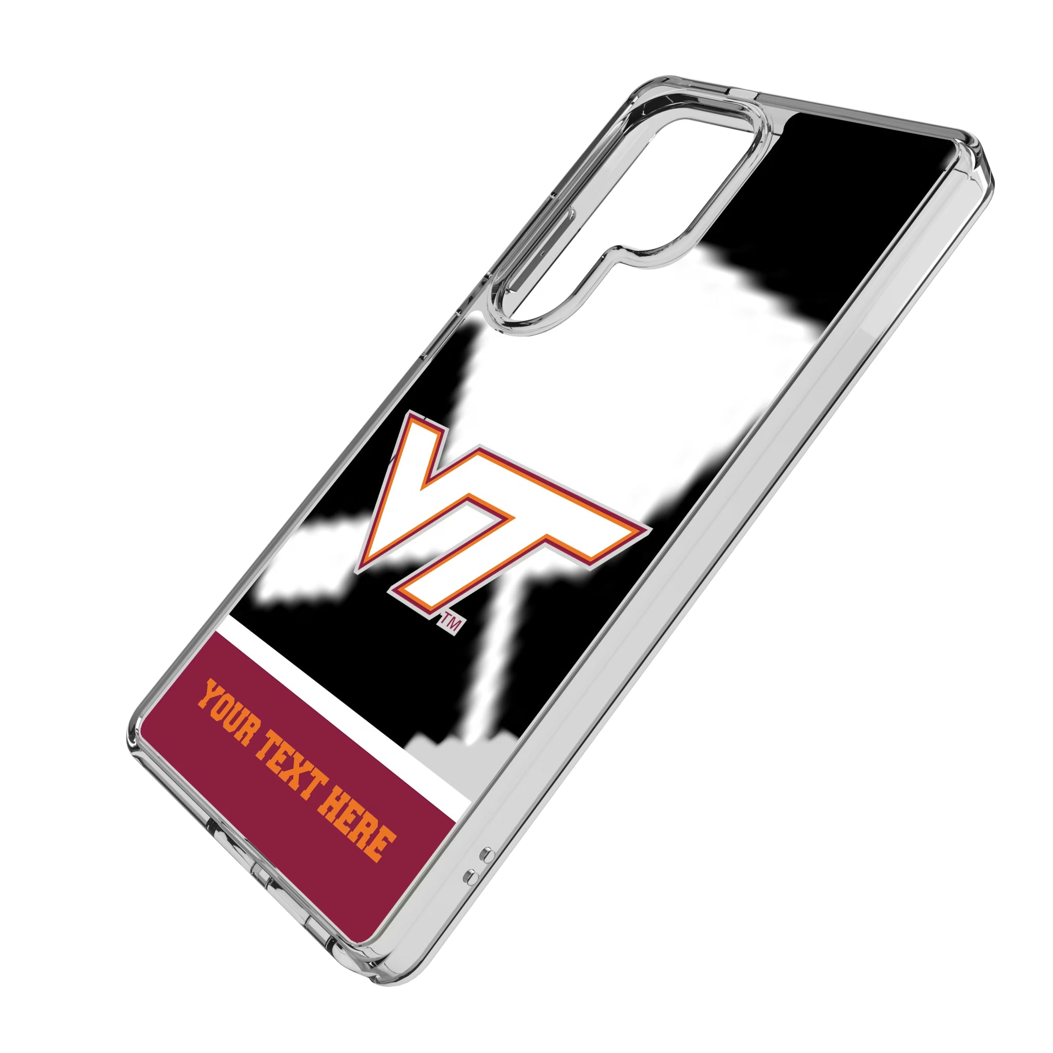 Virginia Tech Hokies Personalized EndZone Plus Galaxy Clear Phone Case for Samsung Galaxy - Isometric View