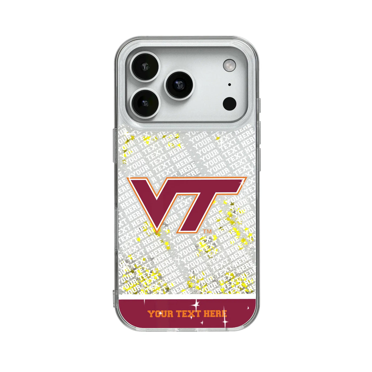 Virginia Tech Hokies Personalized EndZone Plus Glitter Phone Case for Apple iPhone