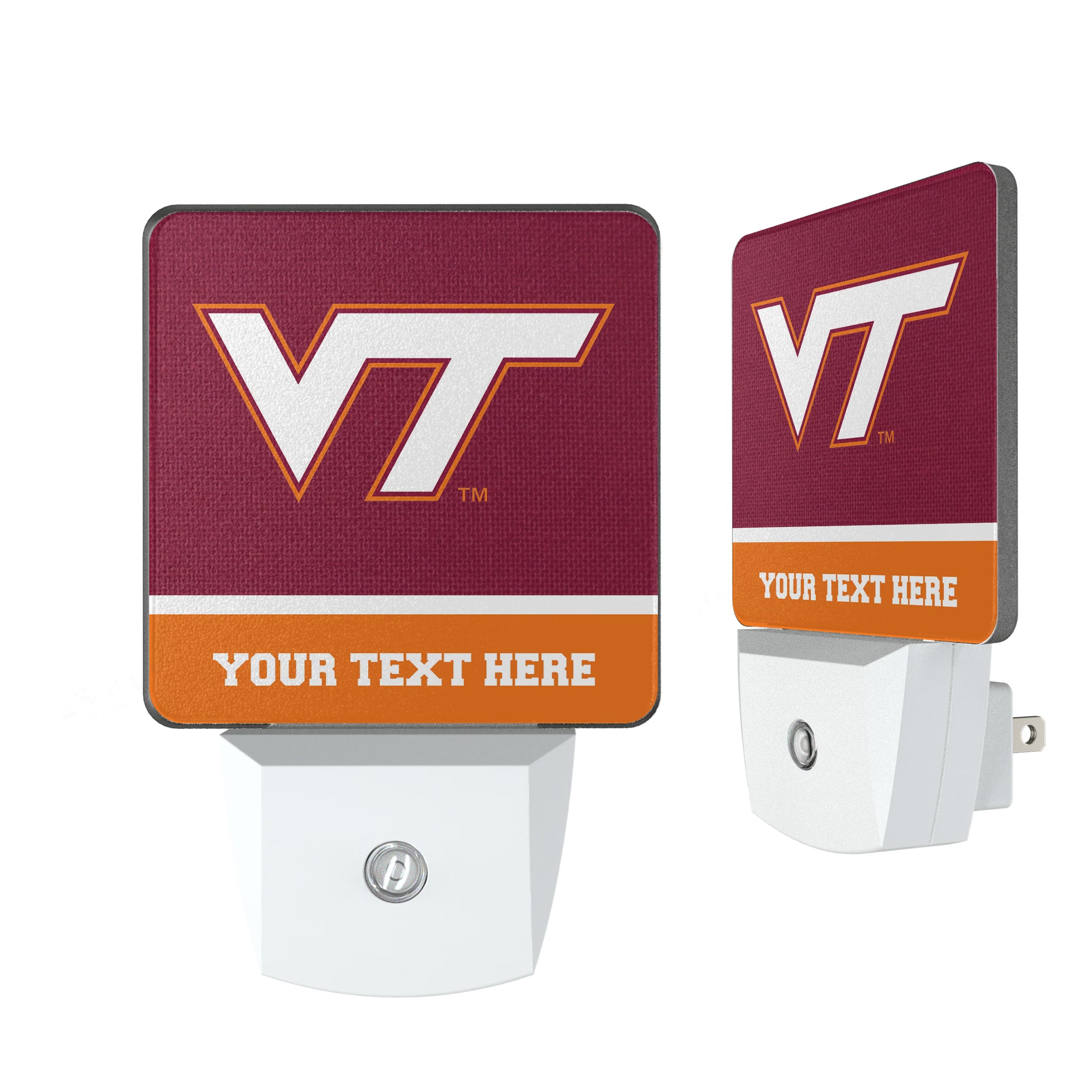 Virginia Tech Hokies Personalized Endzone Solid Night Light 2-Pack