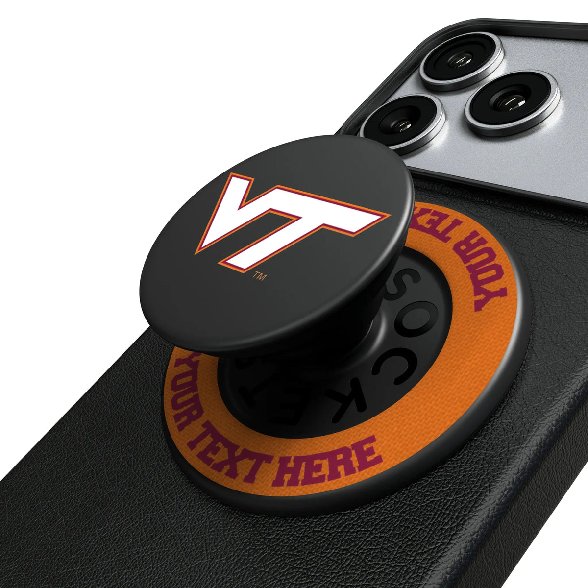Virginia Tech Hokies Personalized Endzone Solid Popsockets Round Magnetic