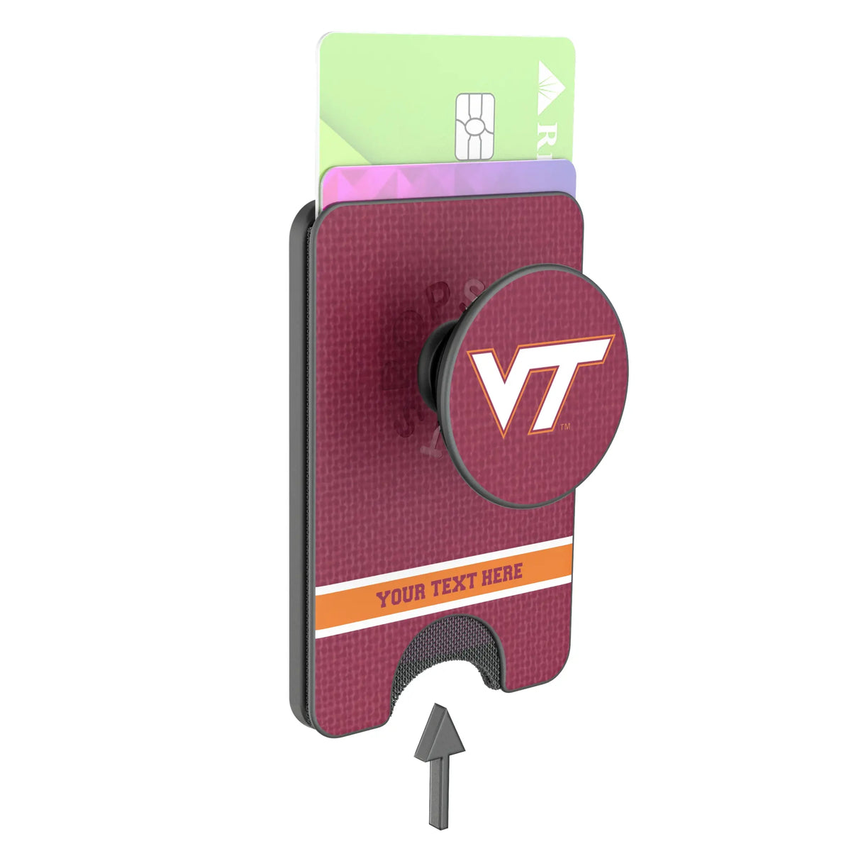 Virginia Tech Hokies Personalized Endzone Solid Popsockets Wallet Magnetic - Detail