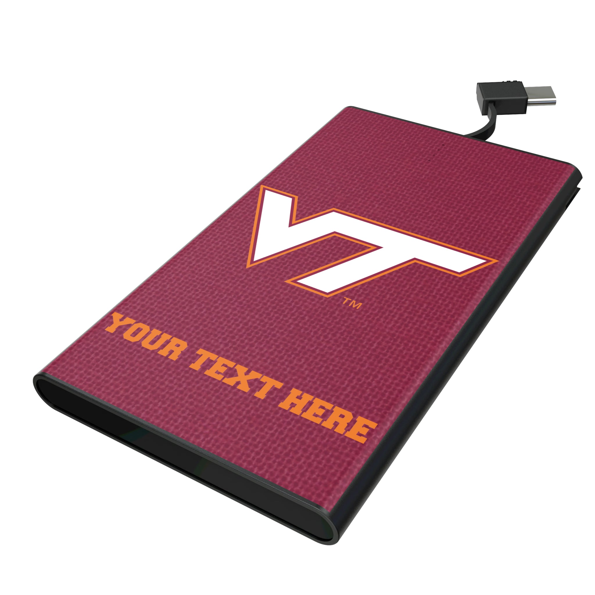 Virginia Tech Hokies Personalized Solid 5000mAh Flat Powerbank
