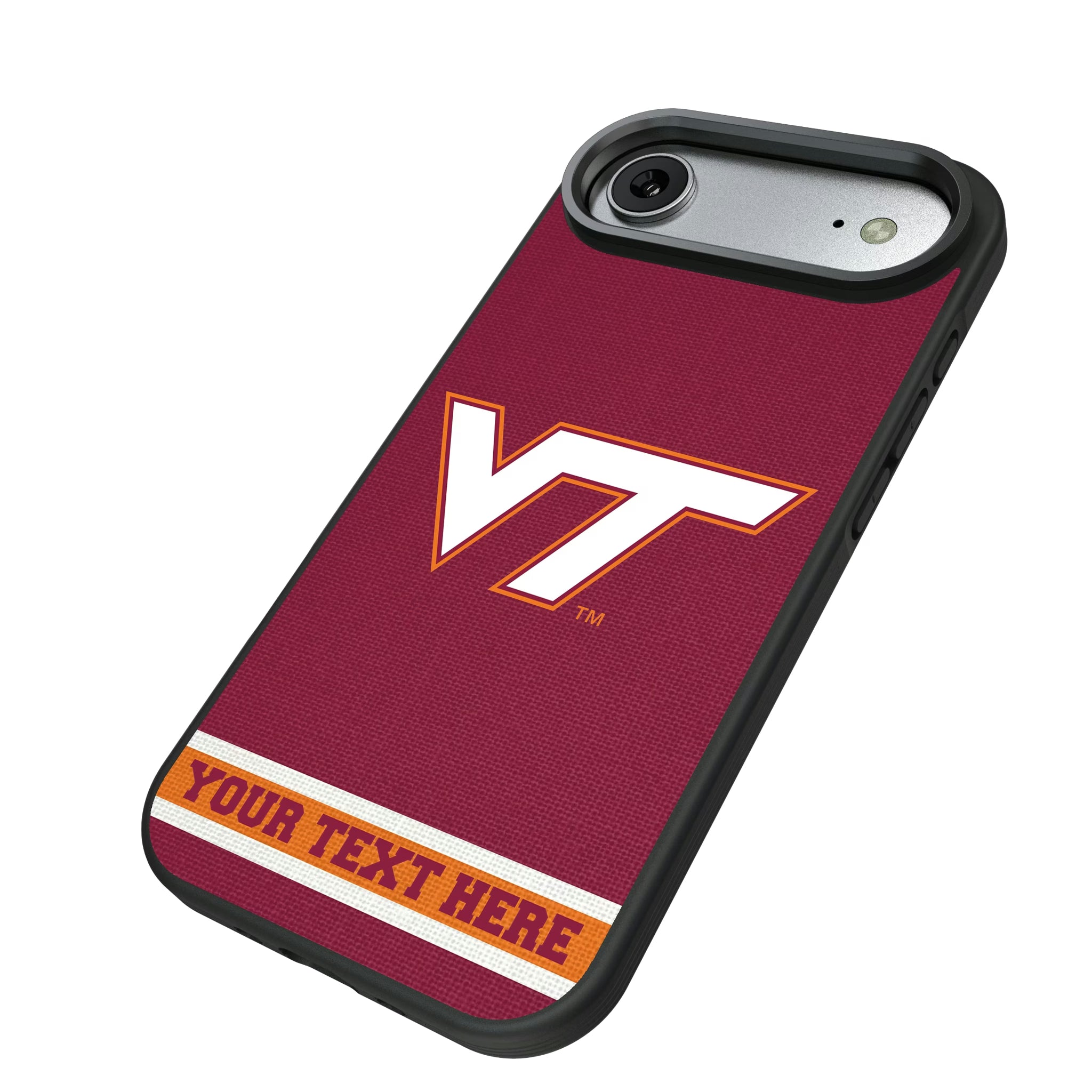 Virginia Tech Hokies Personalized Stripe iPhone Bump Phone Case for Apple iPhone - Isometric View#Device_iPhone Air