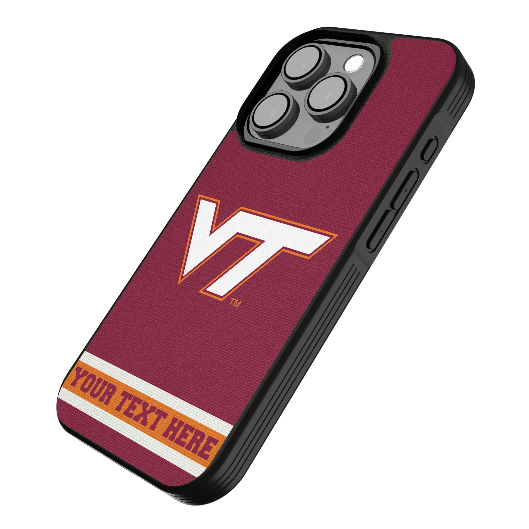 Virginia Tech Hokies Personalized Stripe iPhone Bump Phone Case for Apple iPhone - Isometric View