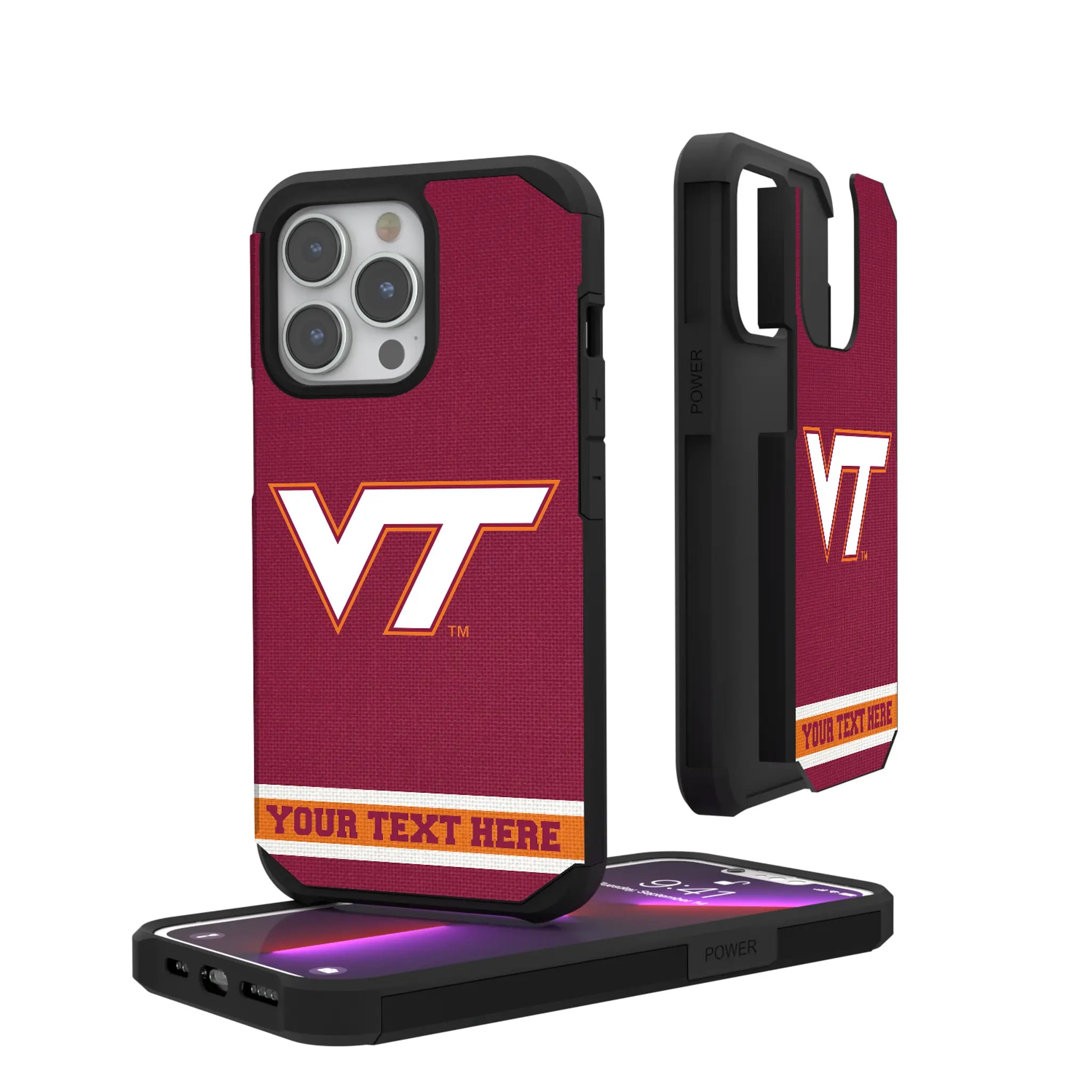 Virginia Tech Hokies Personalized Stripe iPhone Rugged Phone Case for Apple iPhone