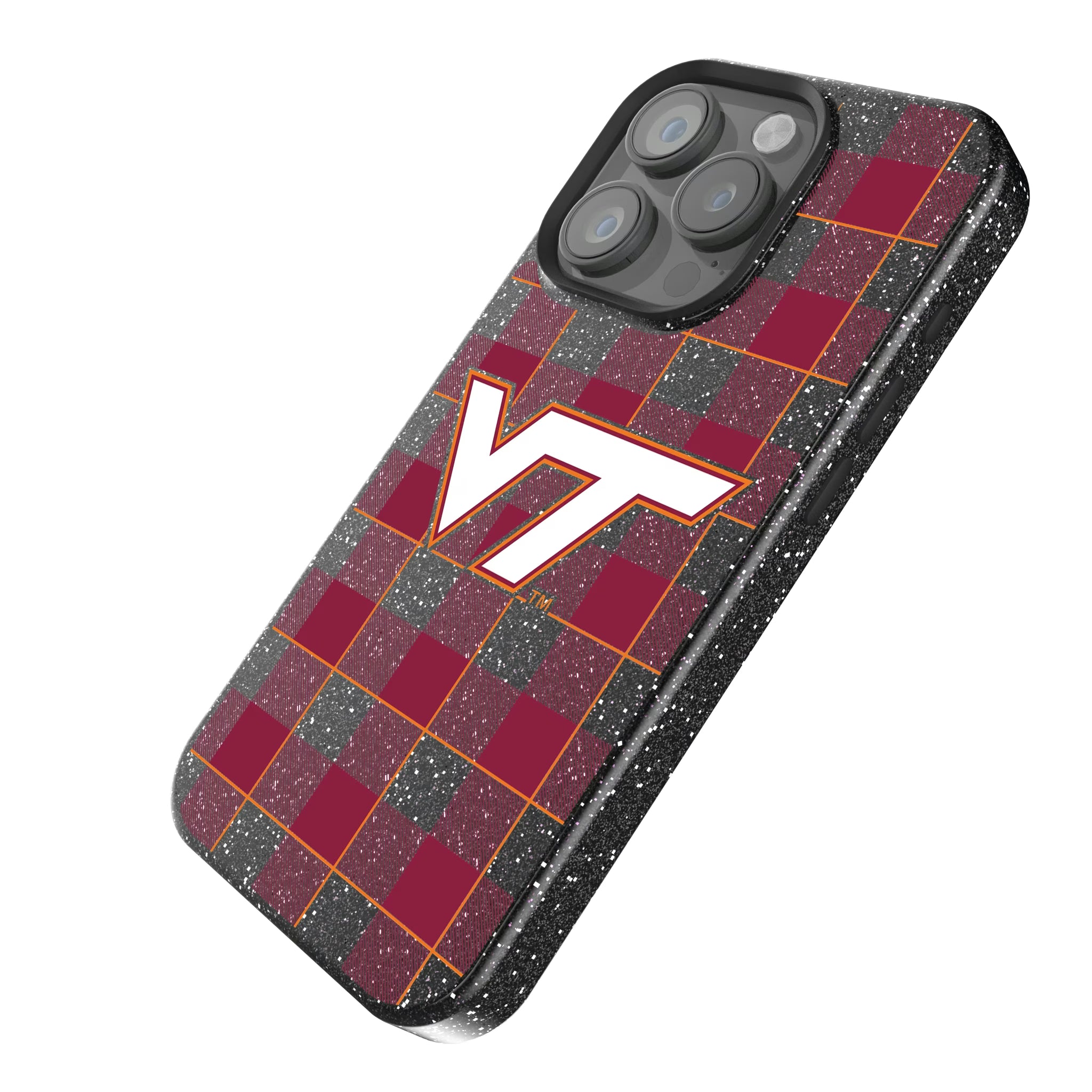 Virginia Tech Hokies Plaid iPhone Bling Phone Case for Apple iPhone - Isometric View