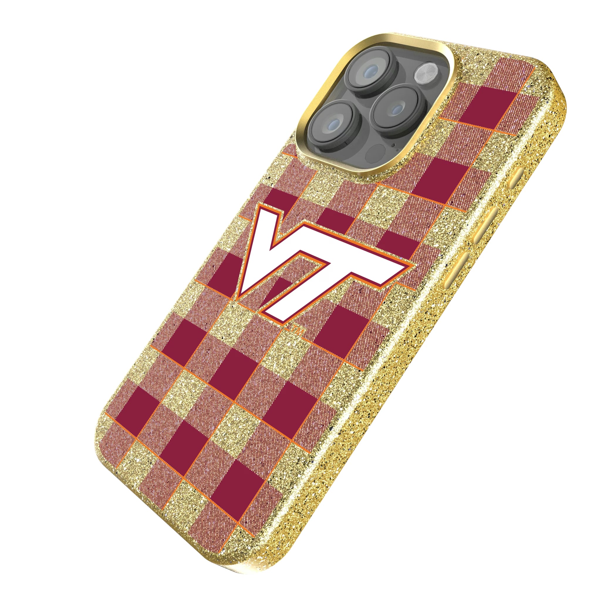 Virginia Tech Hokies Plaid iPhone Bling Phone Case for Apple iPhone - Isometric View