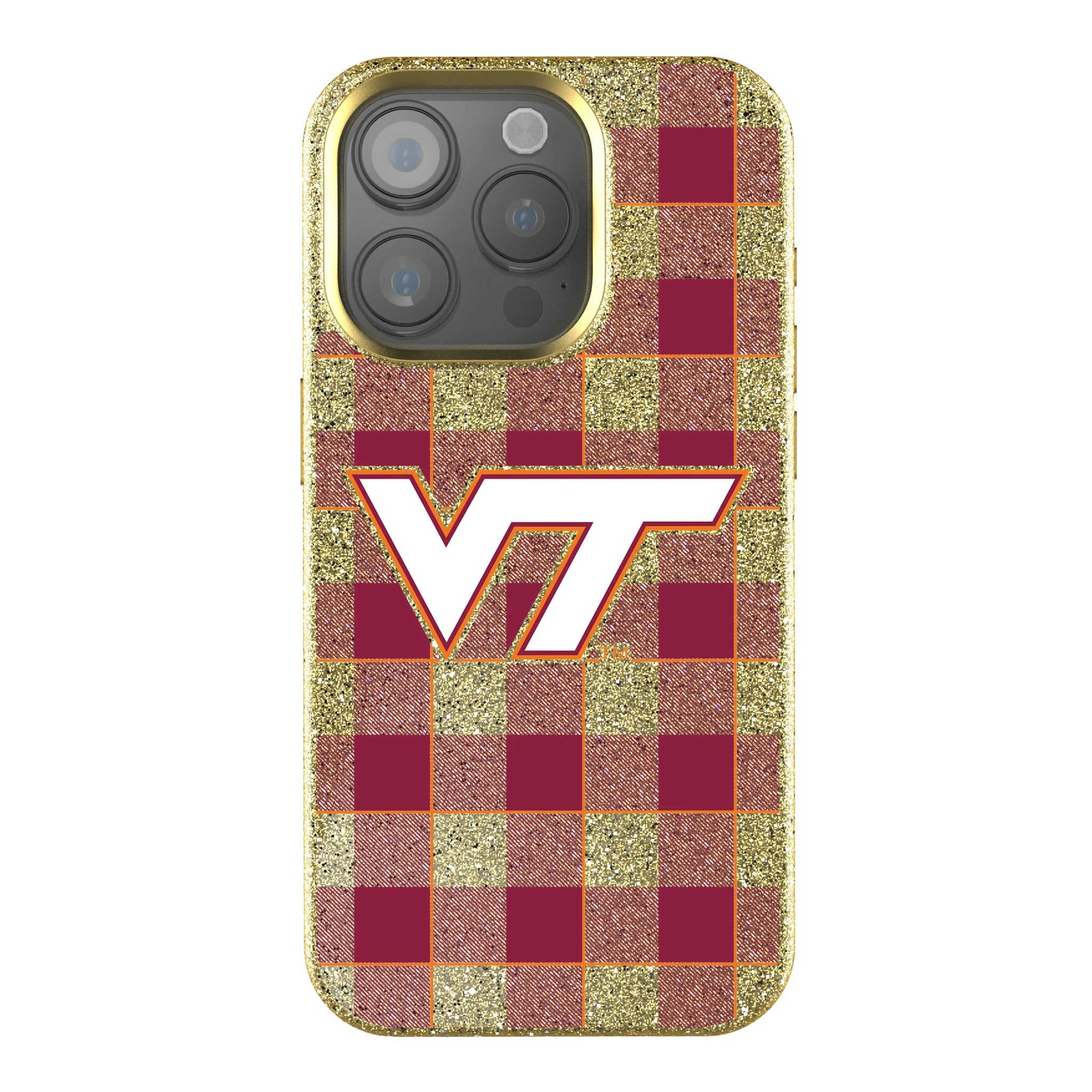 Virginia Tech Hokies Plaid iPhone Bling Phone Case for Apple iPhone