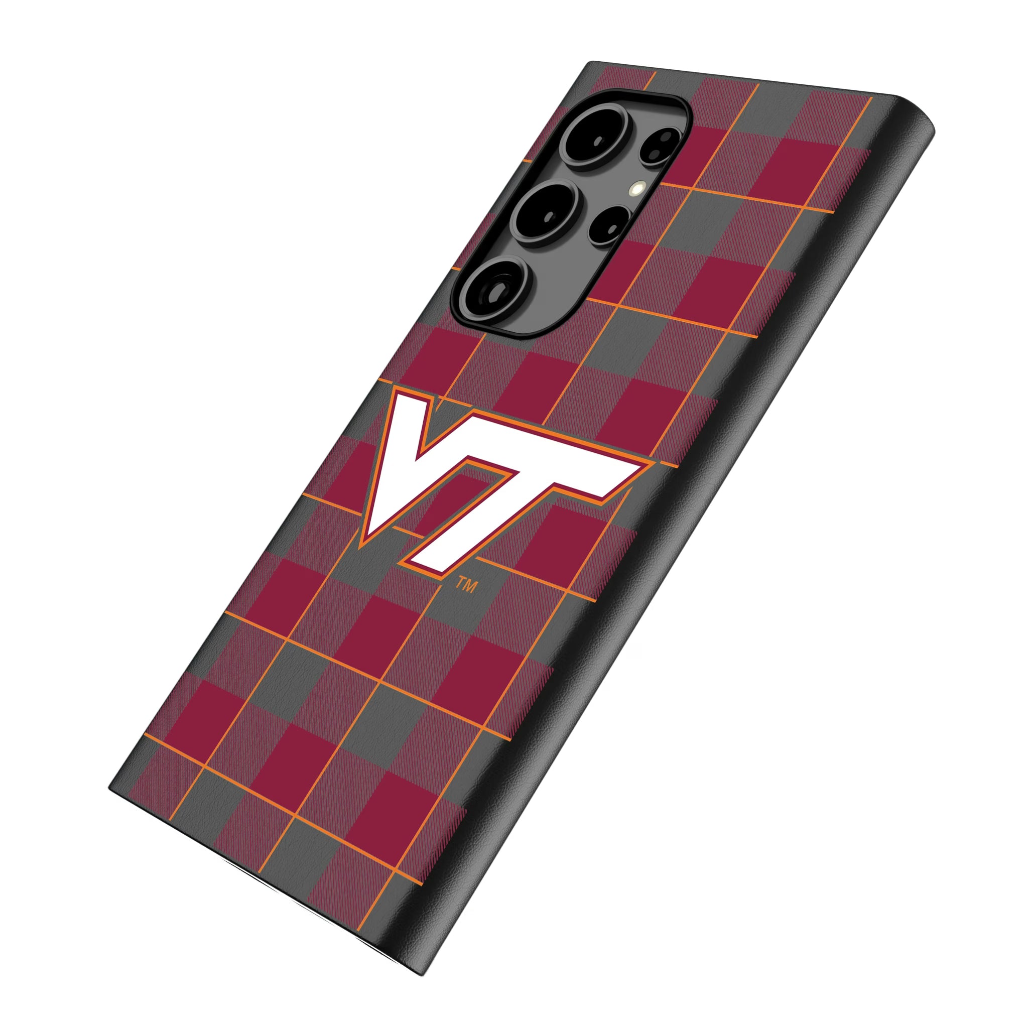 Virginia Tech Hokies Plaid Galaxy MagSafe Compatible Phone Case for Samsung Galaxy - Isometric View
