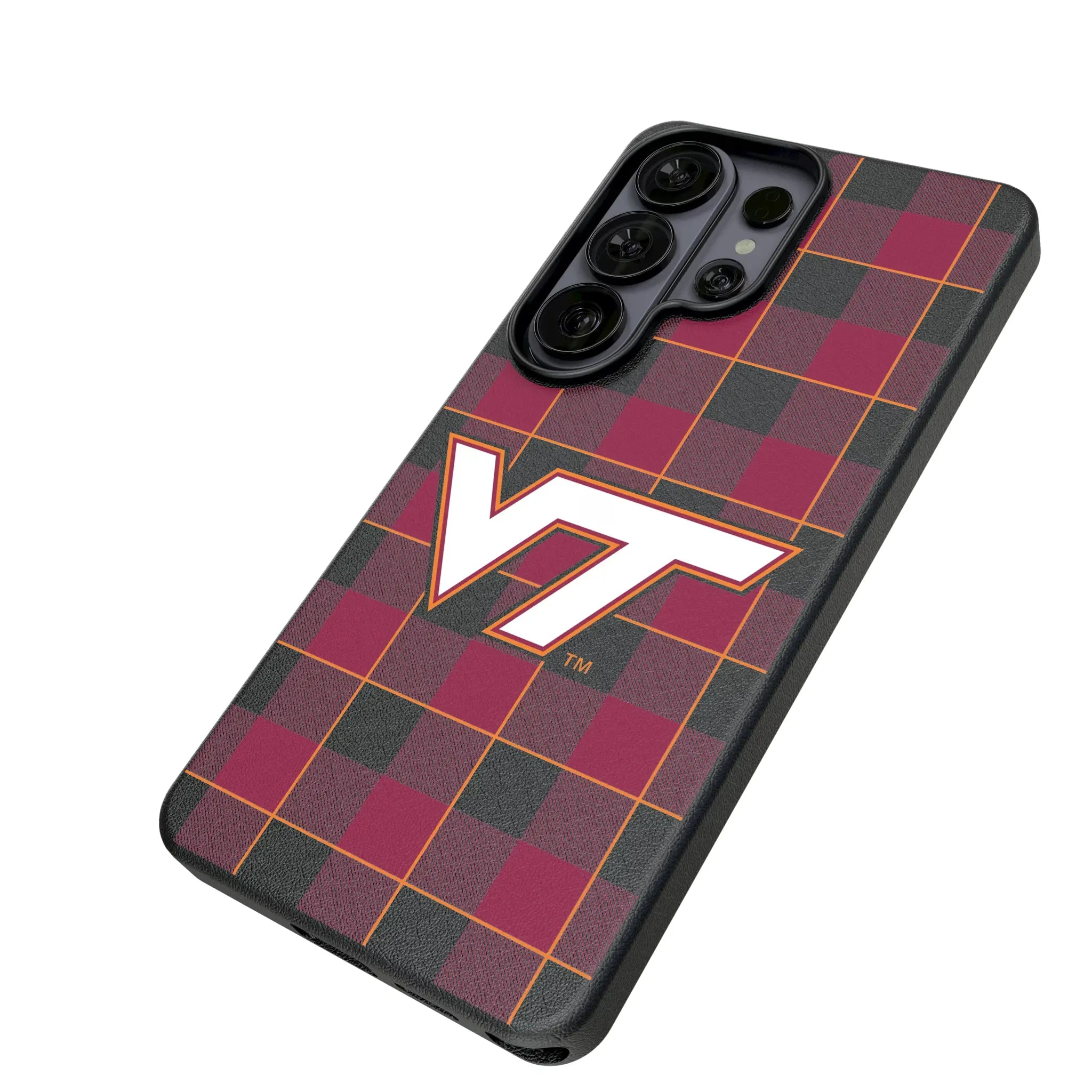 Virginia Tech Hokies Plaid Galaxy MagSafe Compatible Phone Case for Samsung Galaxy - Isometric View#Device_Galaxy S26 Ultra