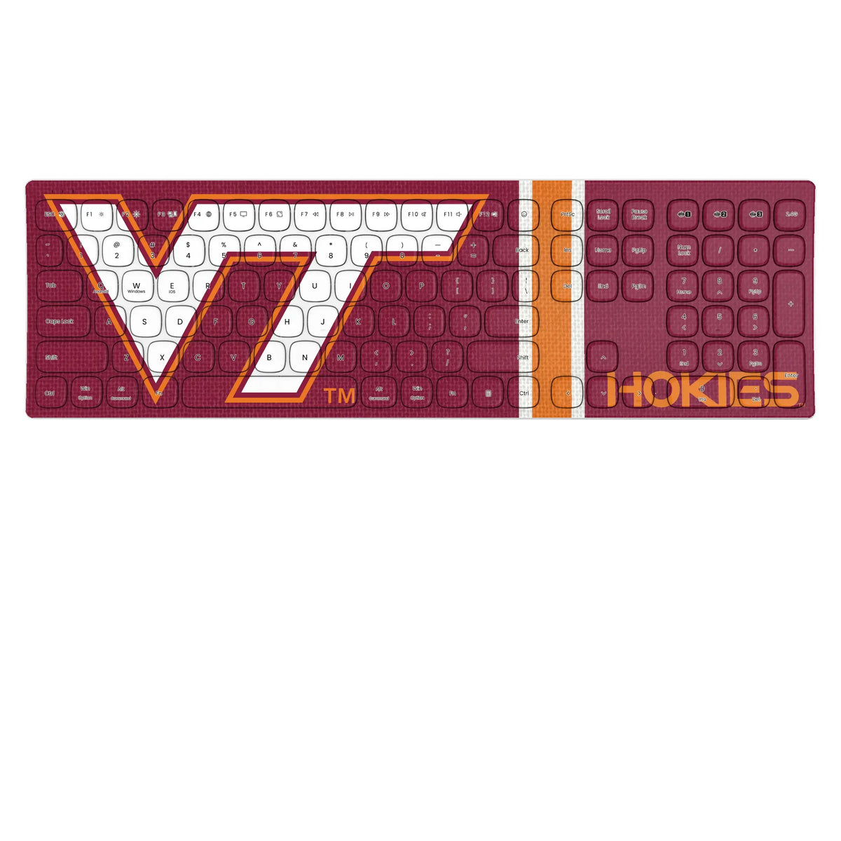 Virginia Tech Hokies Stripe KKB605 Curved Wireless Keyboard