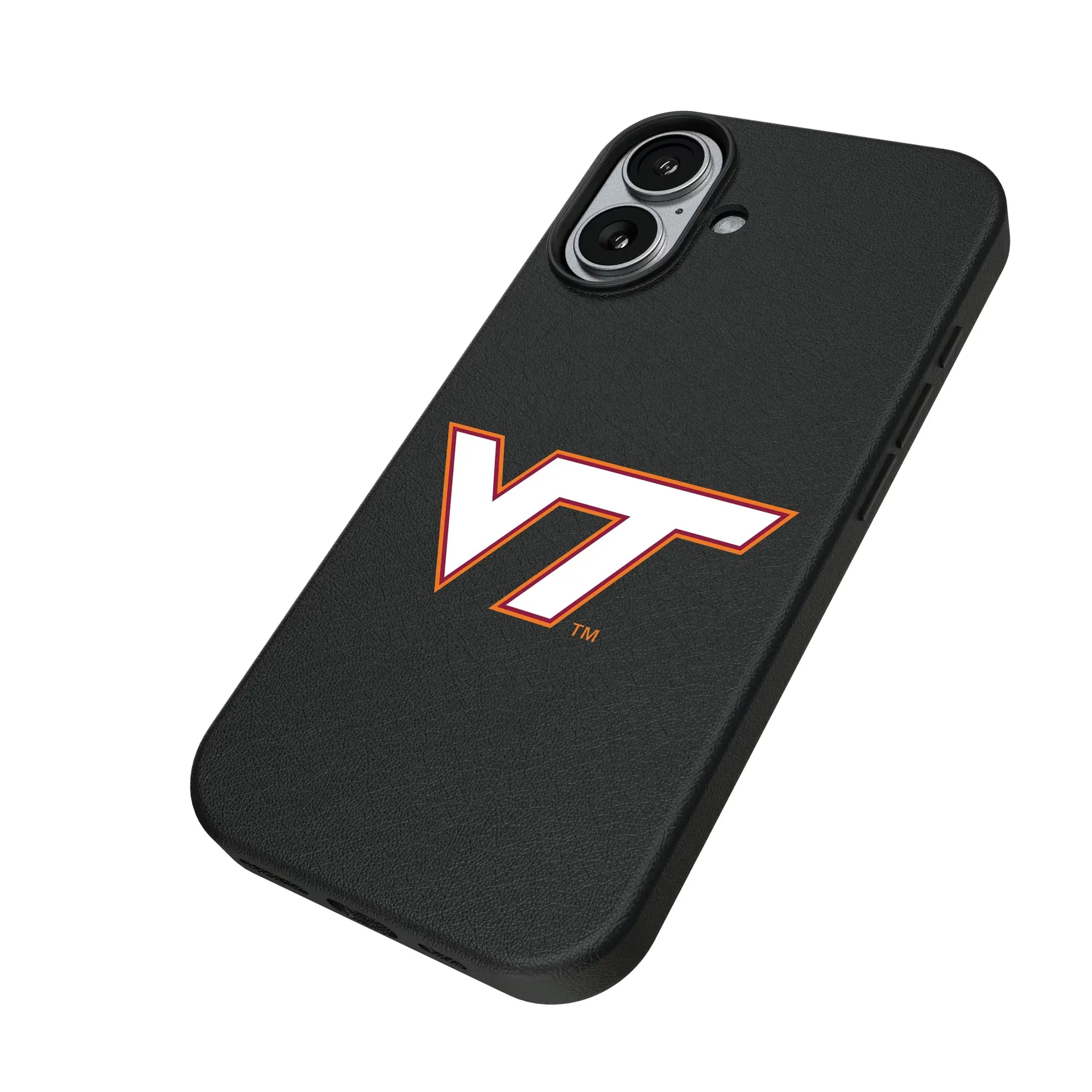 Virginia Tech Hokies Text Backdrop iPhone MagSafe Compatible Phone Case for Apple iPhone - Isometric View#Device_iPhone 17