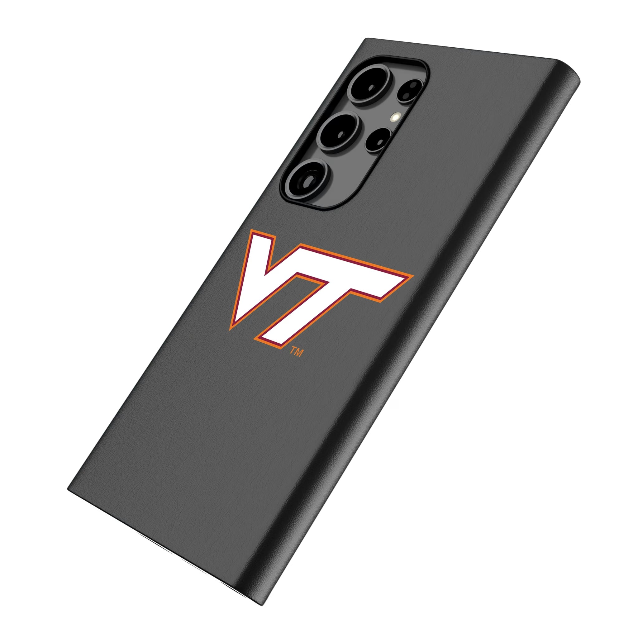 Virginia Tech Hokies Text Backdrop Galaxy MagSafe Compatible Phone Case for Samsung Galaxy - Isometric View