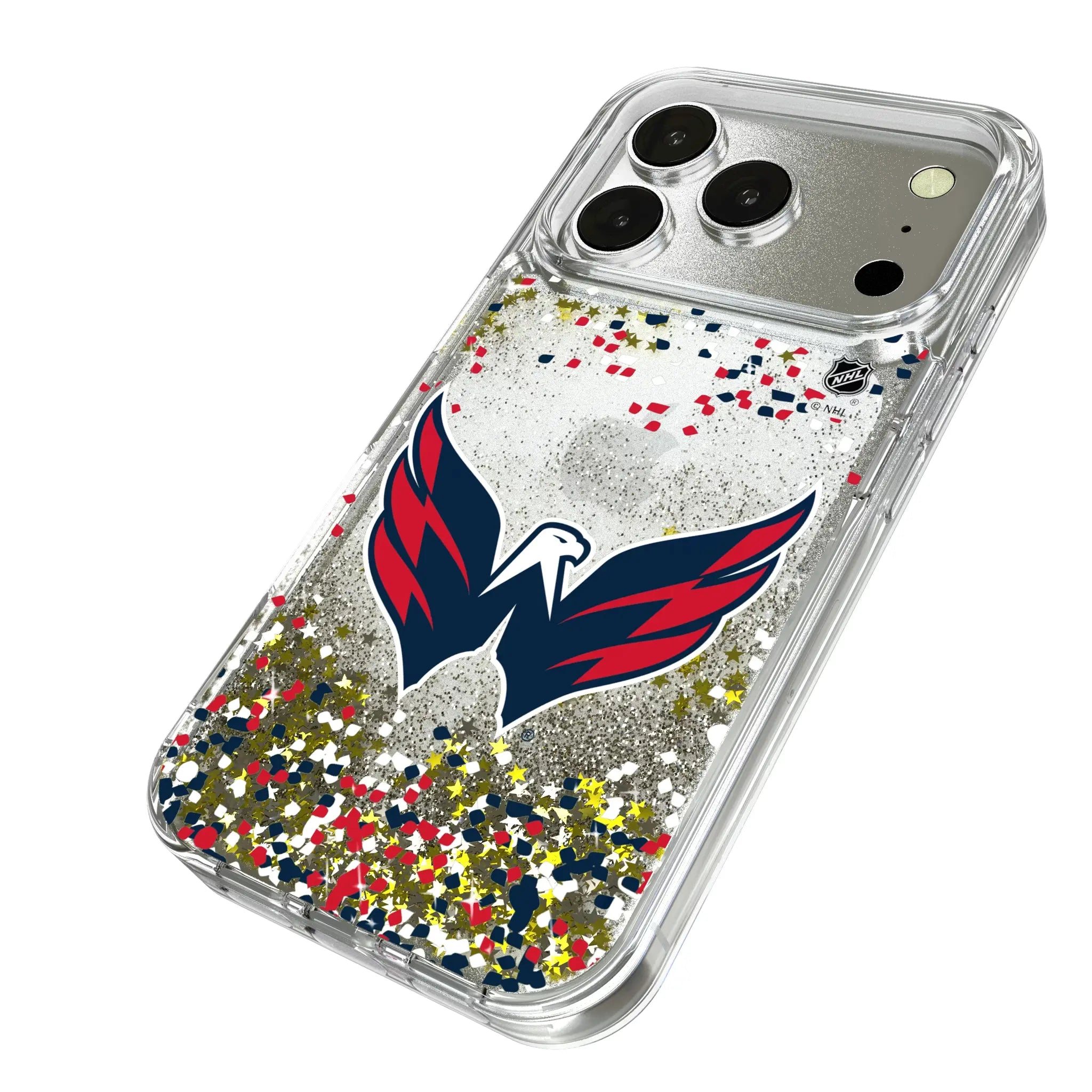 Washington Capitals Confetti iPhone Glitter Phone Case for Apple iPhone - Isometric View
