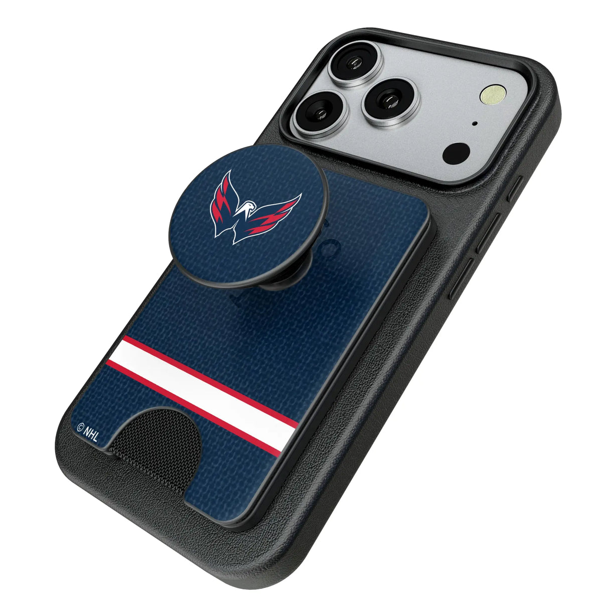 Washington Capitals Endzone Solid Popsockets Wallet Magnetic - Isometric View
