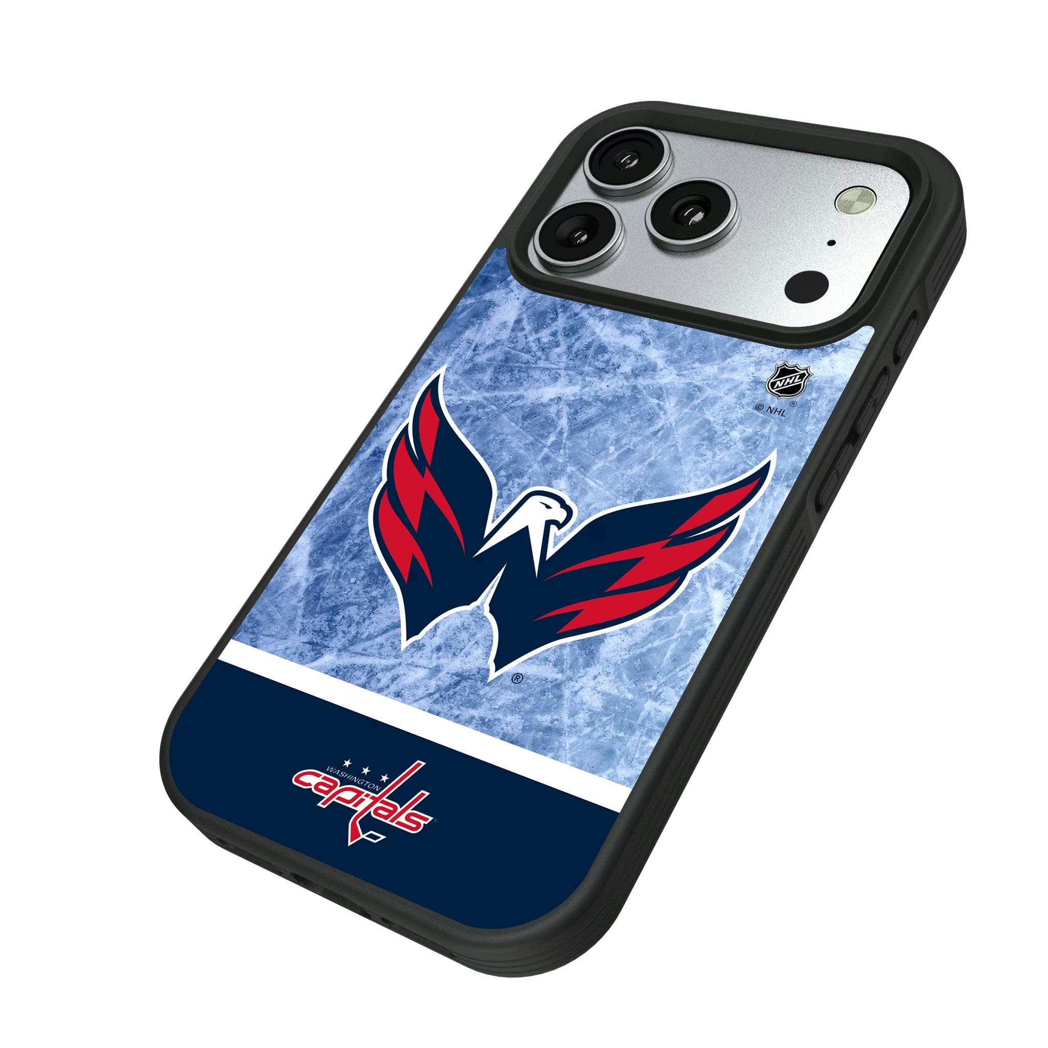 Washington Capitals Ice Wordmark iPhone Bump Phone Case for Apple iPhone - Isometric View#Device_iPhone 17 Pro