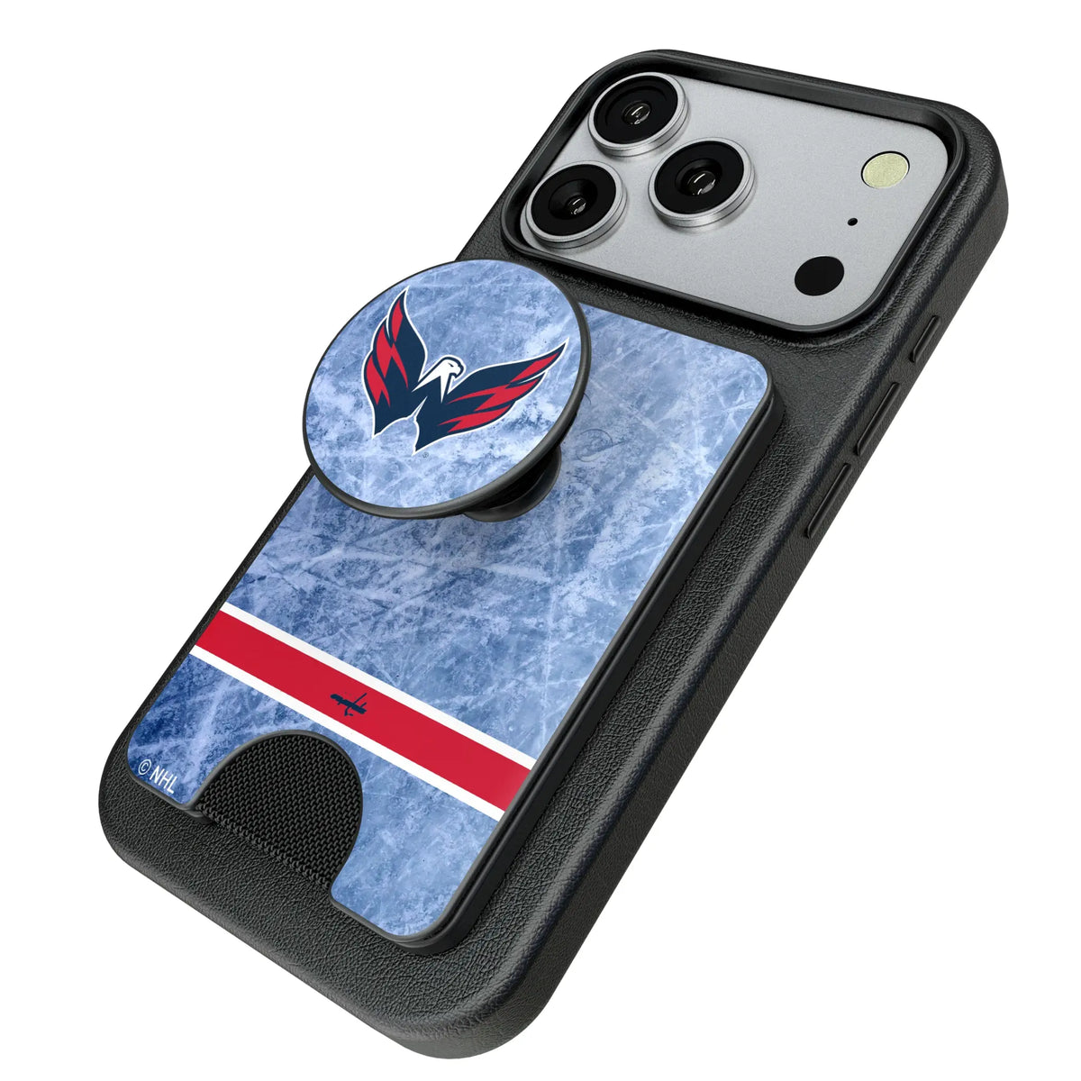 Washington Capitals Ice Wordmark Popsockets Wallet Magnetic - Isometric View